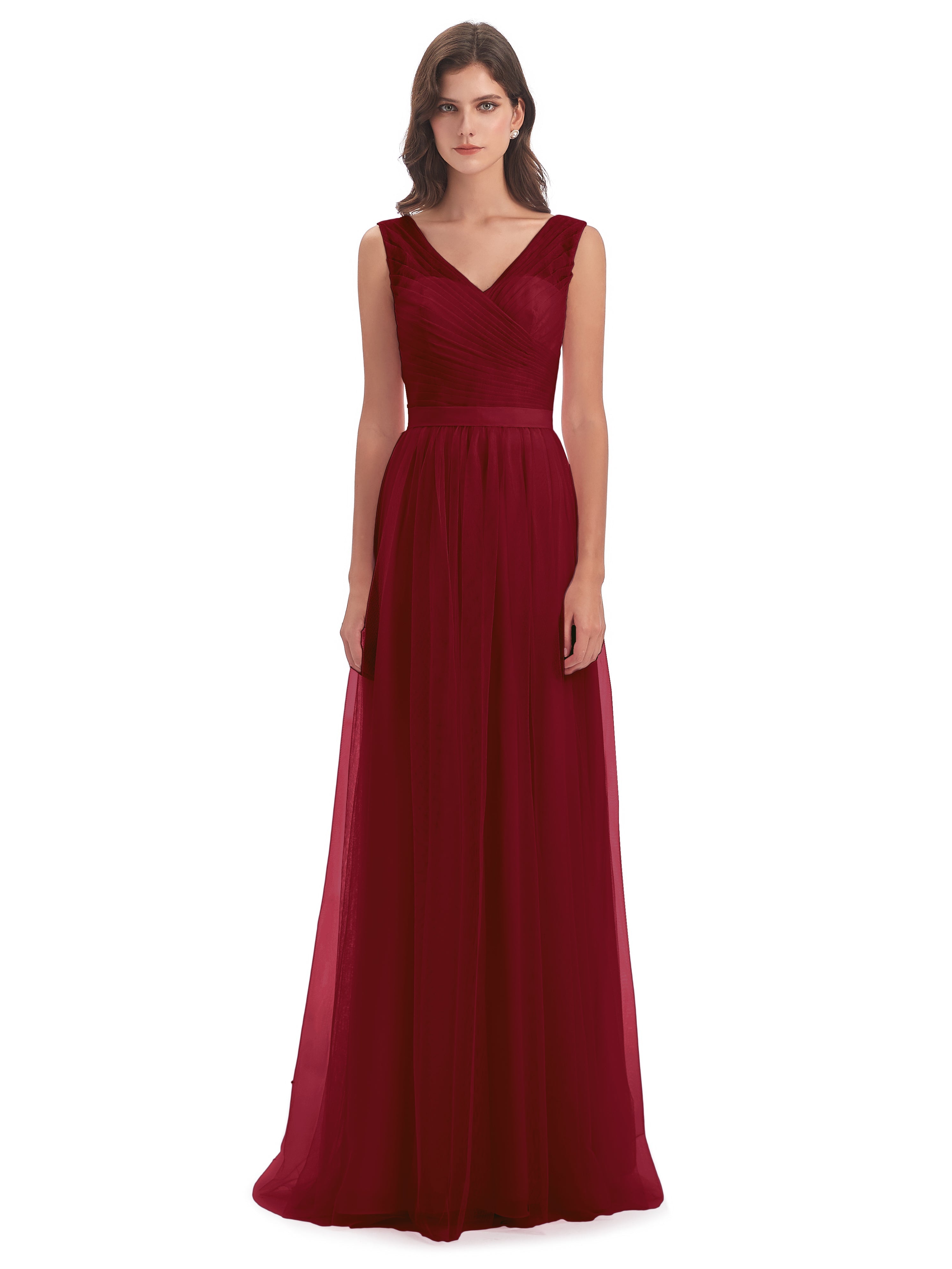 Robe De Demoiselle D Honneur Bordeaux Mila Dos En V Tulle Robes Demoiselle D'Honneur