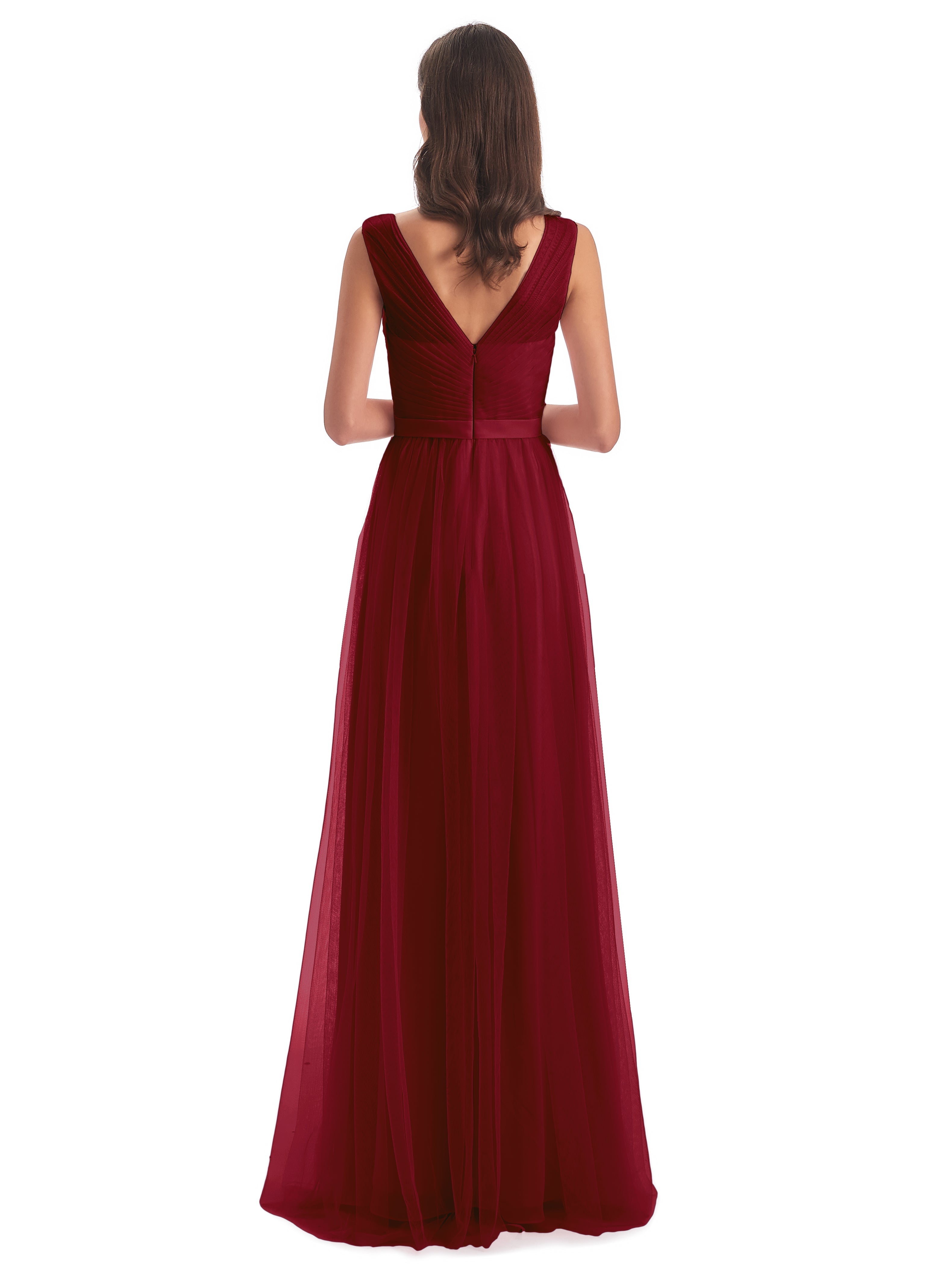 Robe De Demoiselle D Honneur Bordeaux Mila Dos En V Tulle Robes Demoiselle D'Honneur