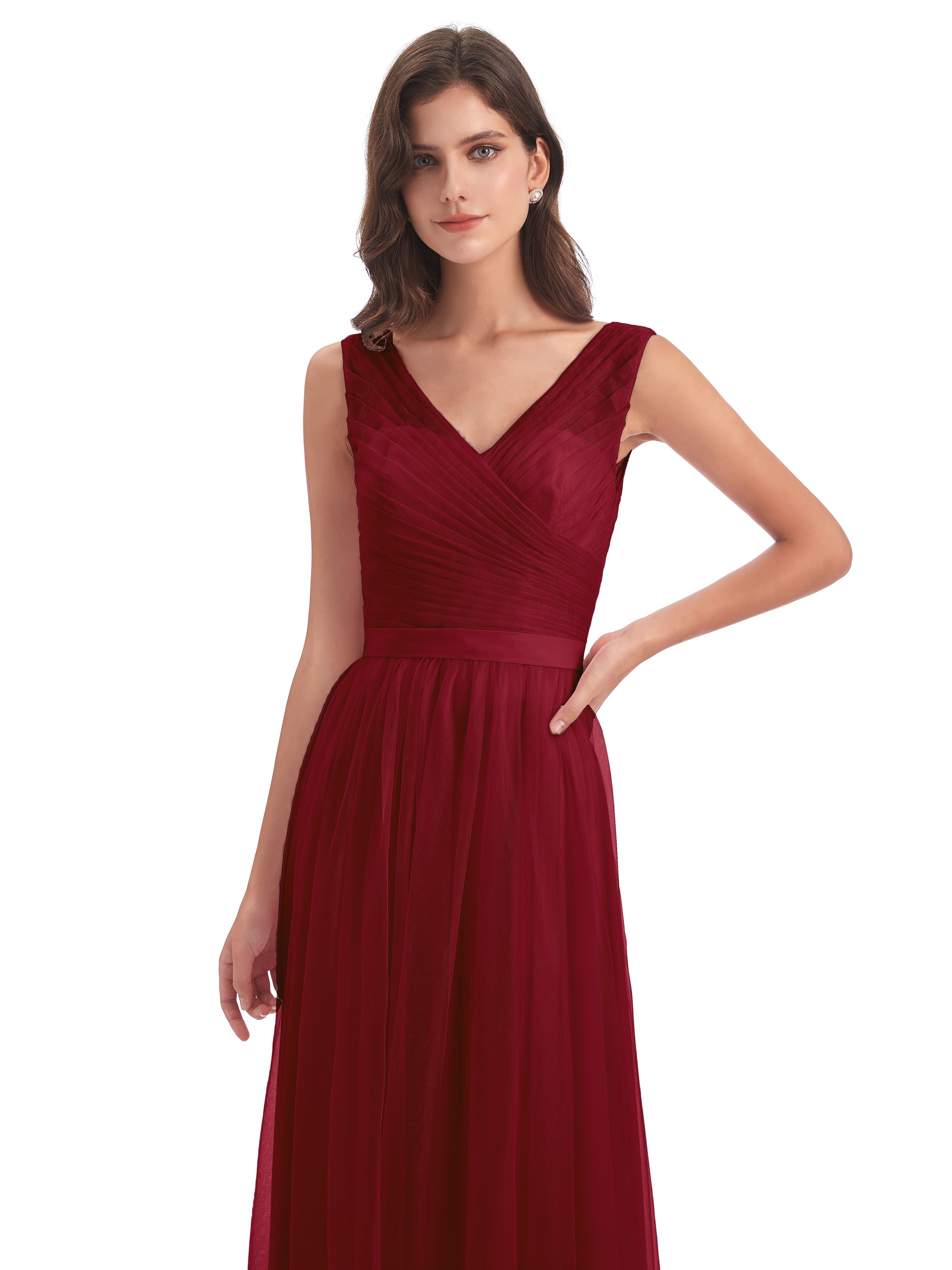 Robe De Demoiselle D Honneur Bordeaux Mila Dos En V Tulle Robes Demoiselle D'Honneur