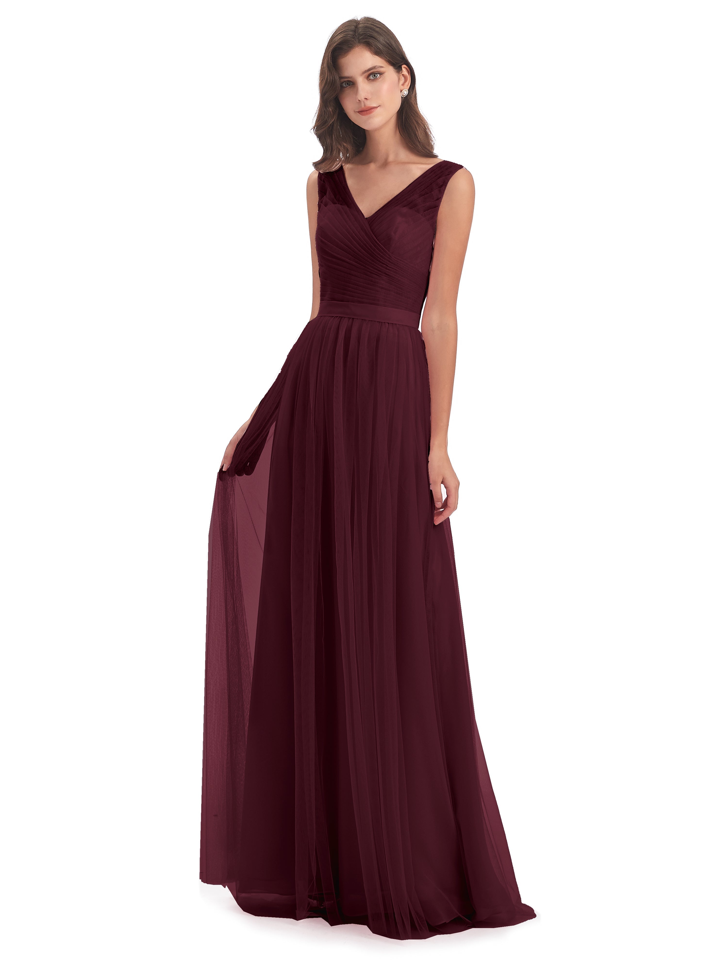 Robes De Demoiselle D'Honneur Cabernet Mila Dos En V Tulle Robes Demoiselle D'Honneur