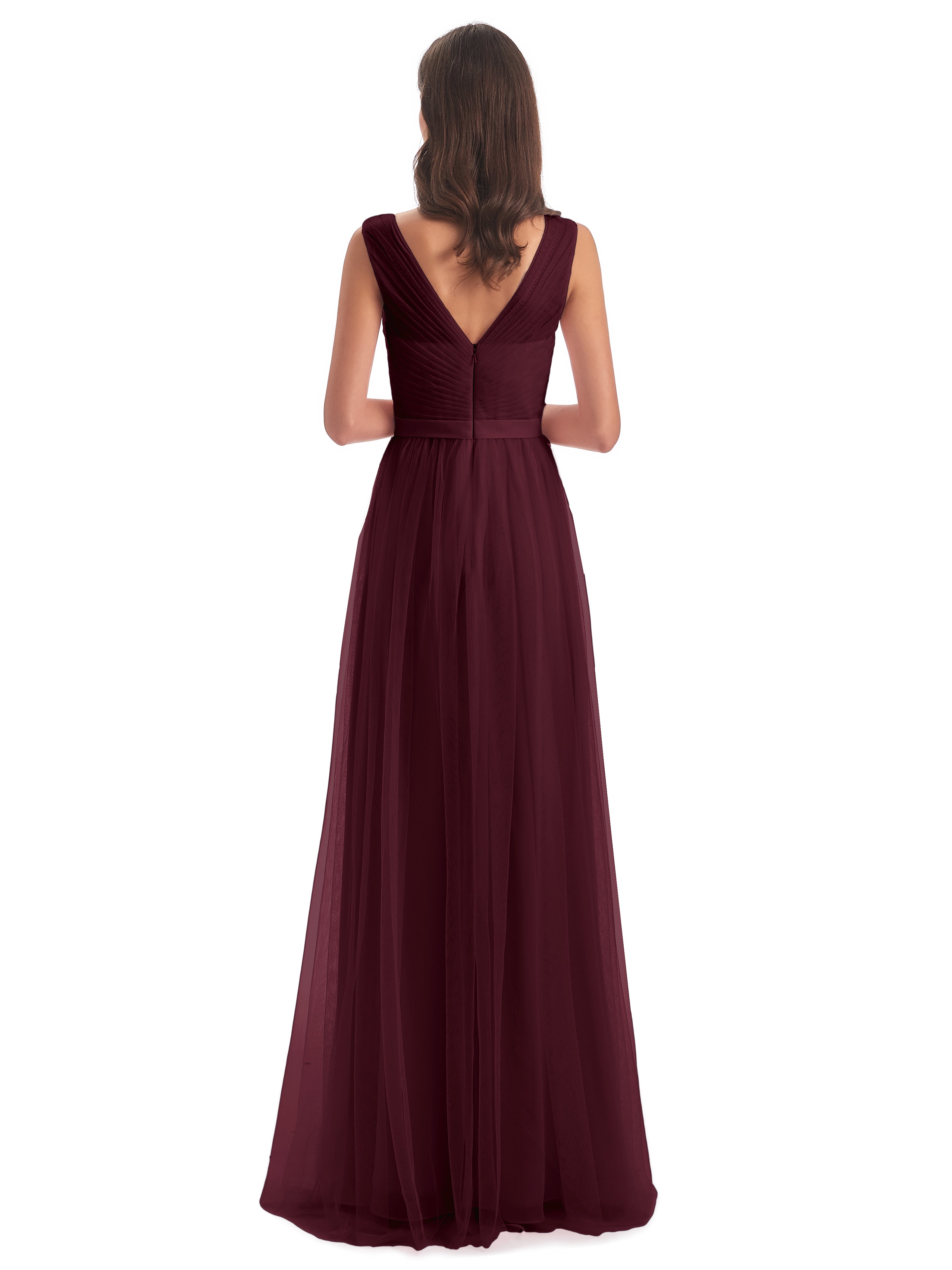 Robes De Demoiselle D'Honneur Cabernet Mila Dos En V Tulle Robes Demoiselle D'Honneur