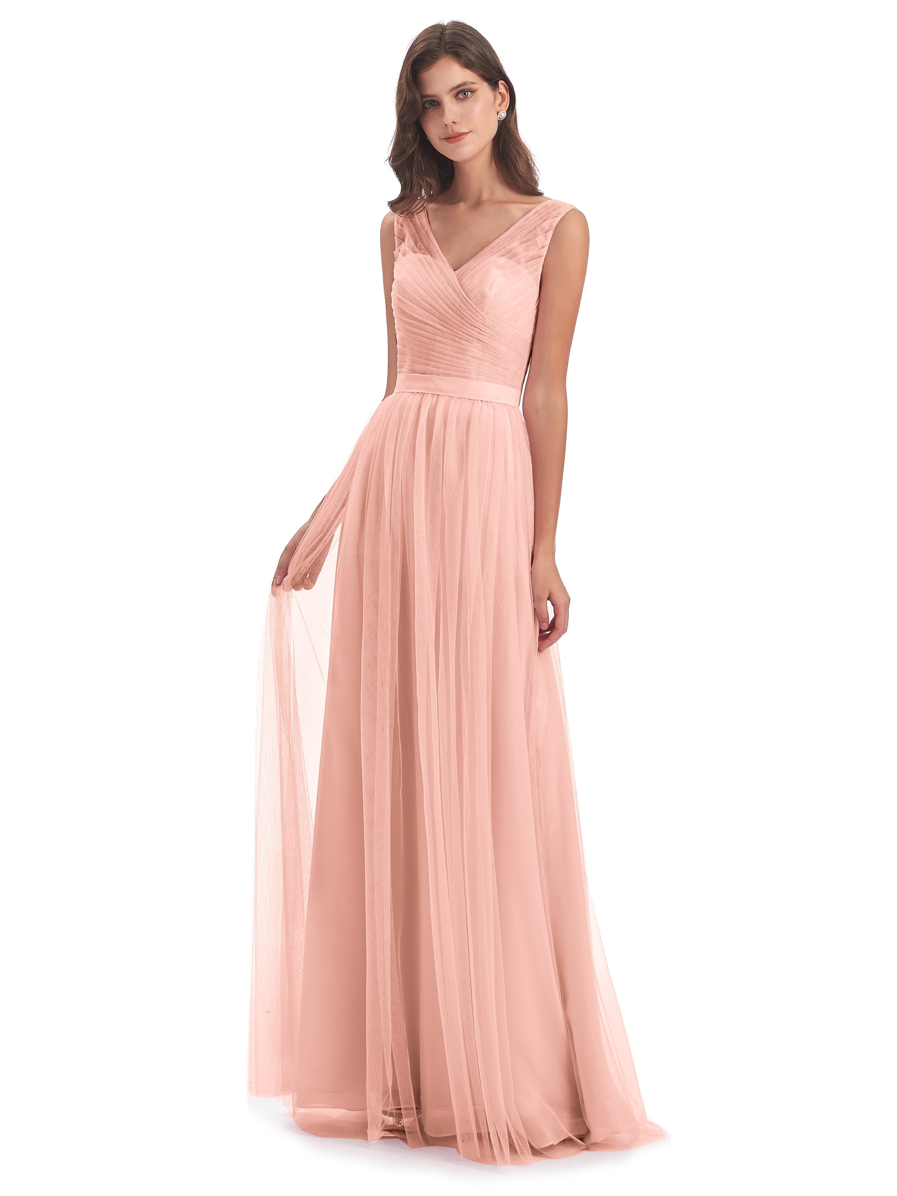 Demoiselle D Honneur Robe Corail Mila Dos En V Tulle Robes Demoiselle D'Honneur