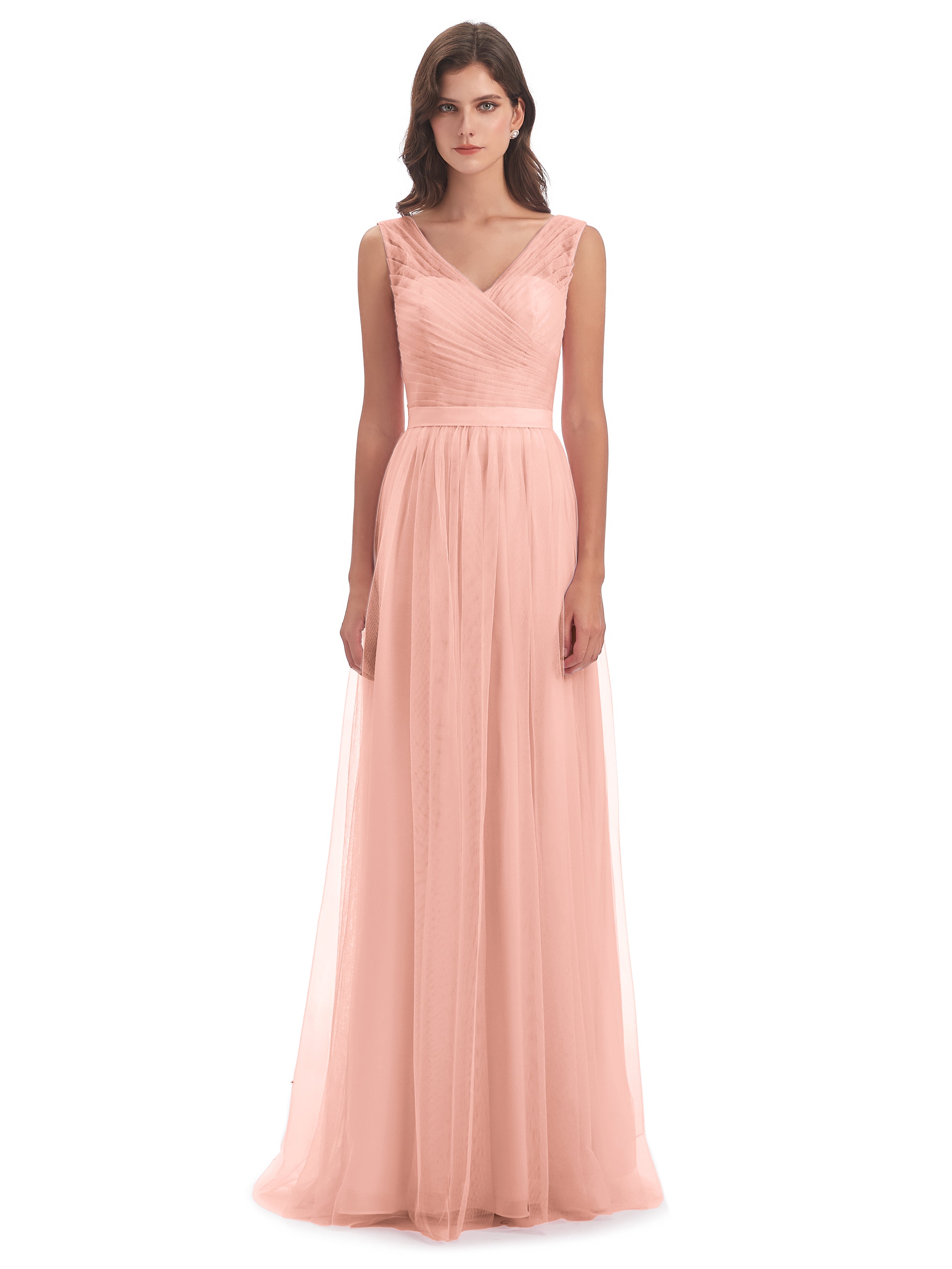 Demoiselle D Honneur Robe Corail Mila Dos En V Tulle Robes Demoiselle D'Honneur