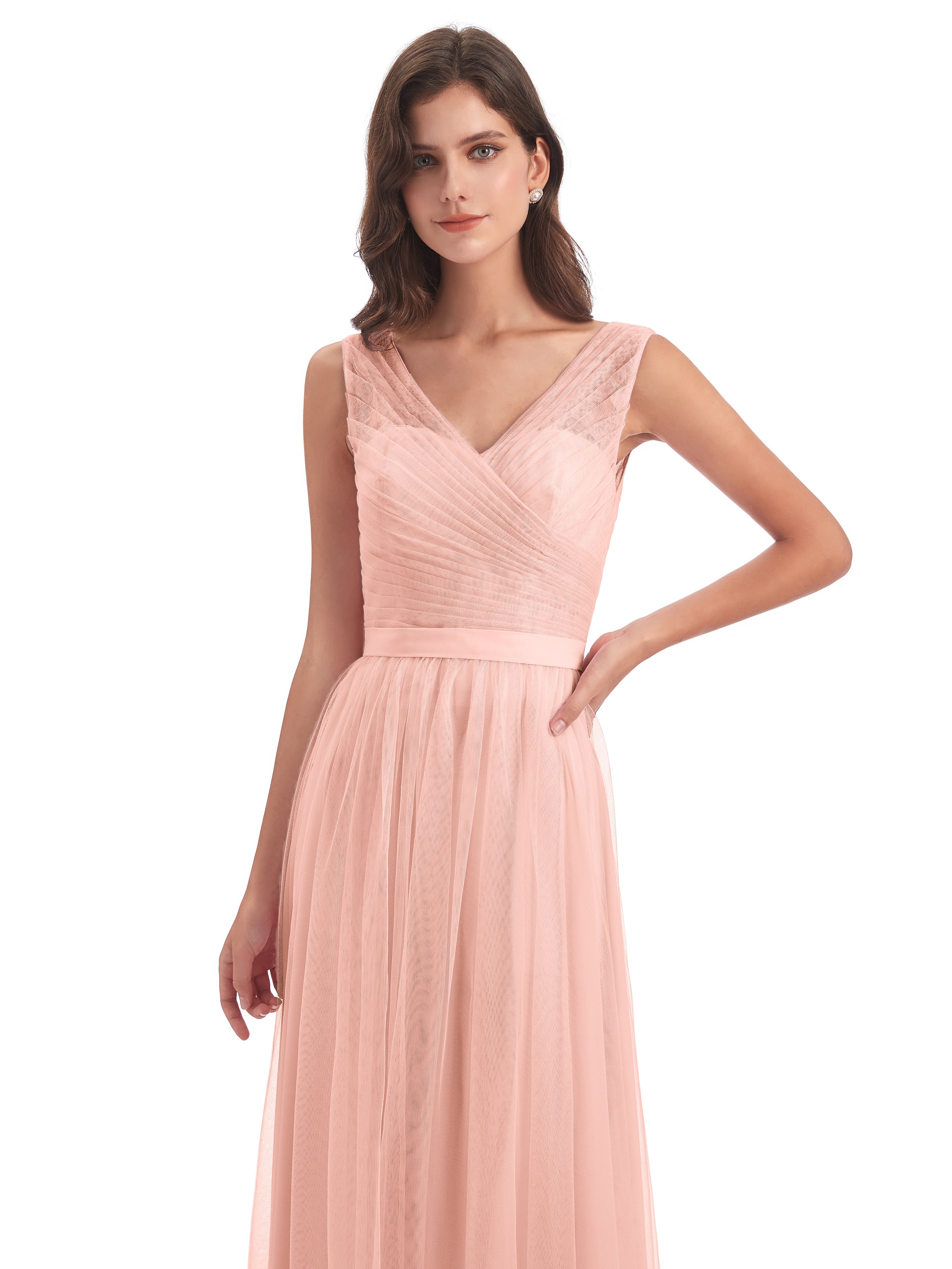 Demoiselle D Honneur Robe Corail Mila Dos En V Tulle Robes Demoiselle D'Honneur