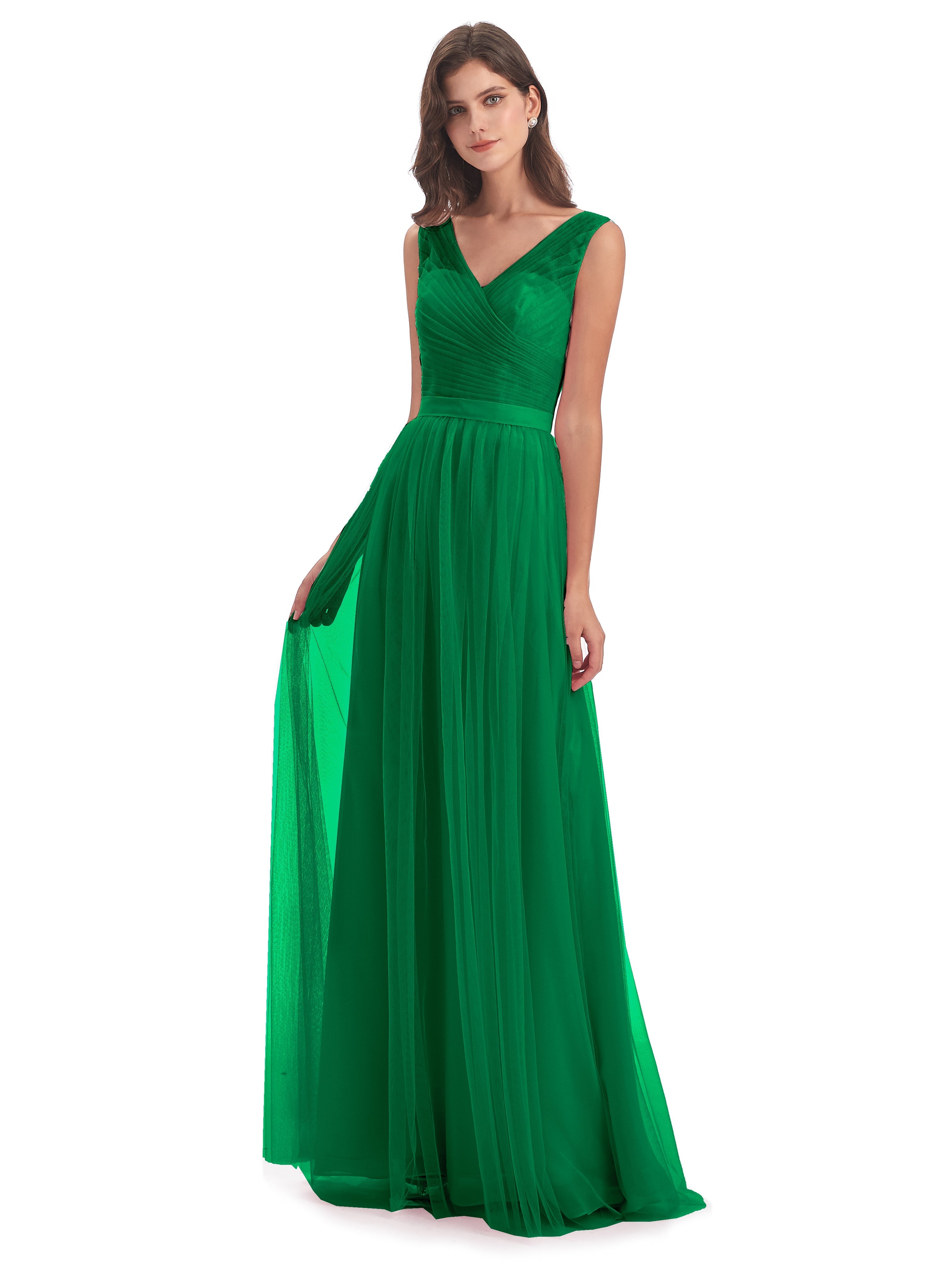 Demoiselle D Honneur Vert Émeraude Mila Dos En V Tulle Robes Demoiselle D'Honneur