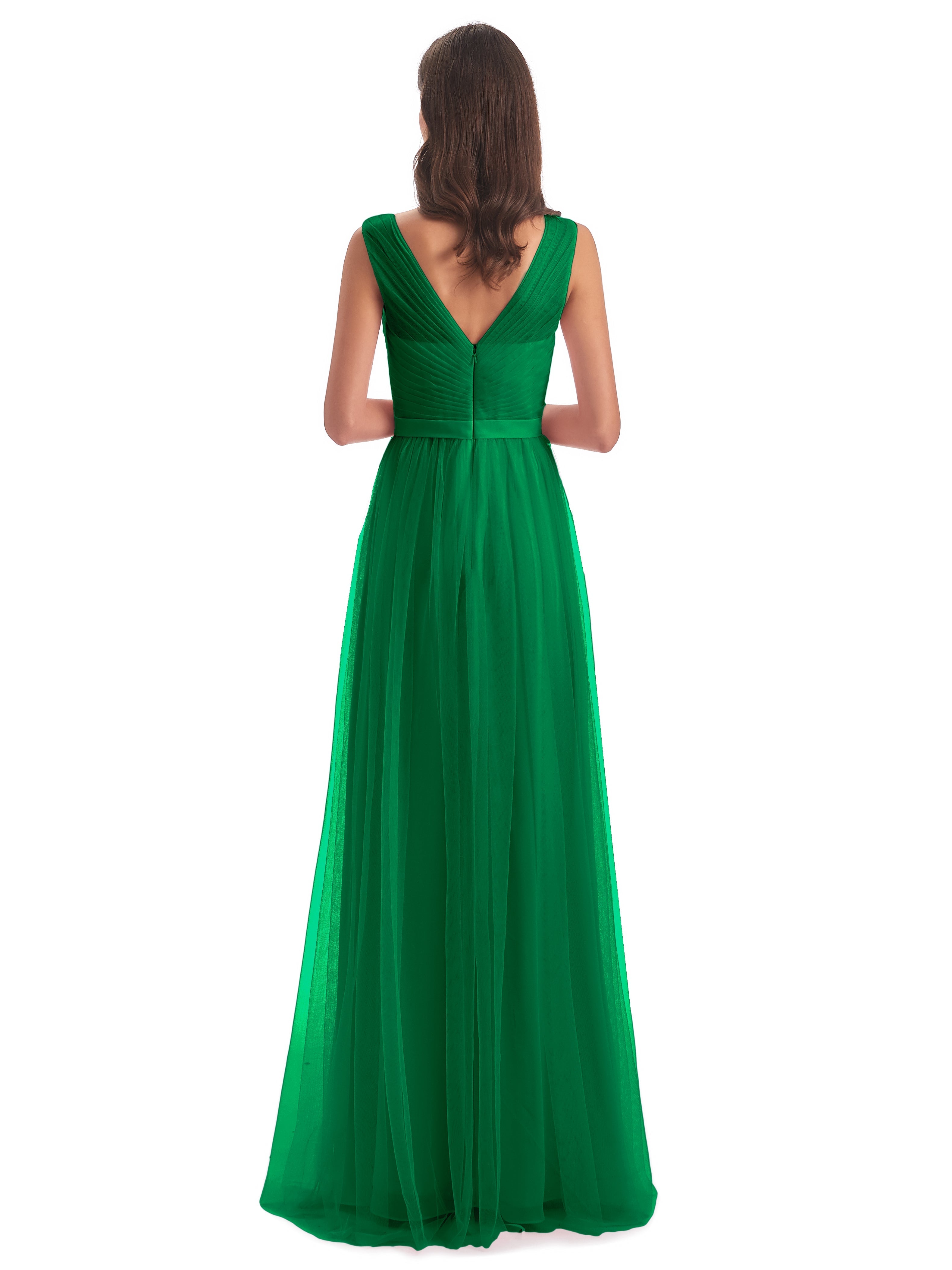 Demoiselle D Honneur Vert Émeraude Mila Dos En V Tulle Robes Demoiselle D'Honneur