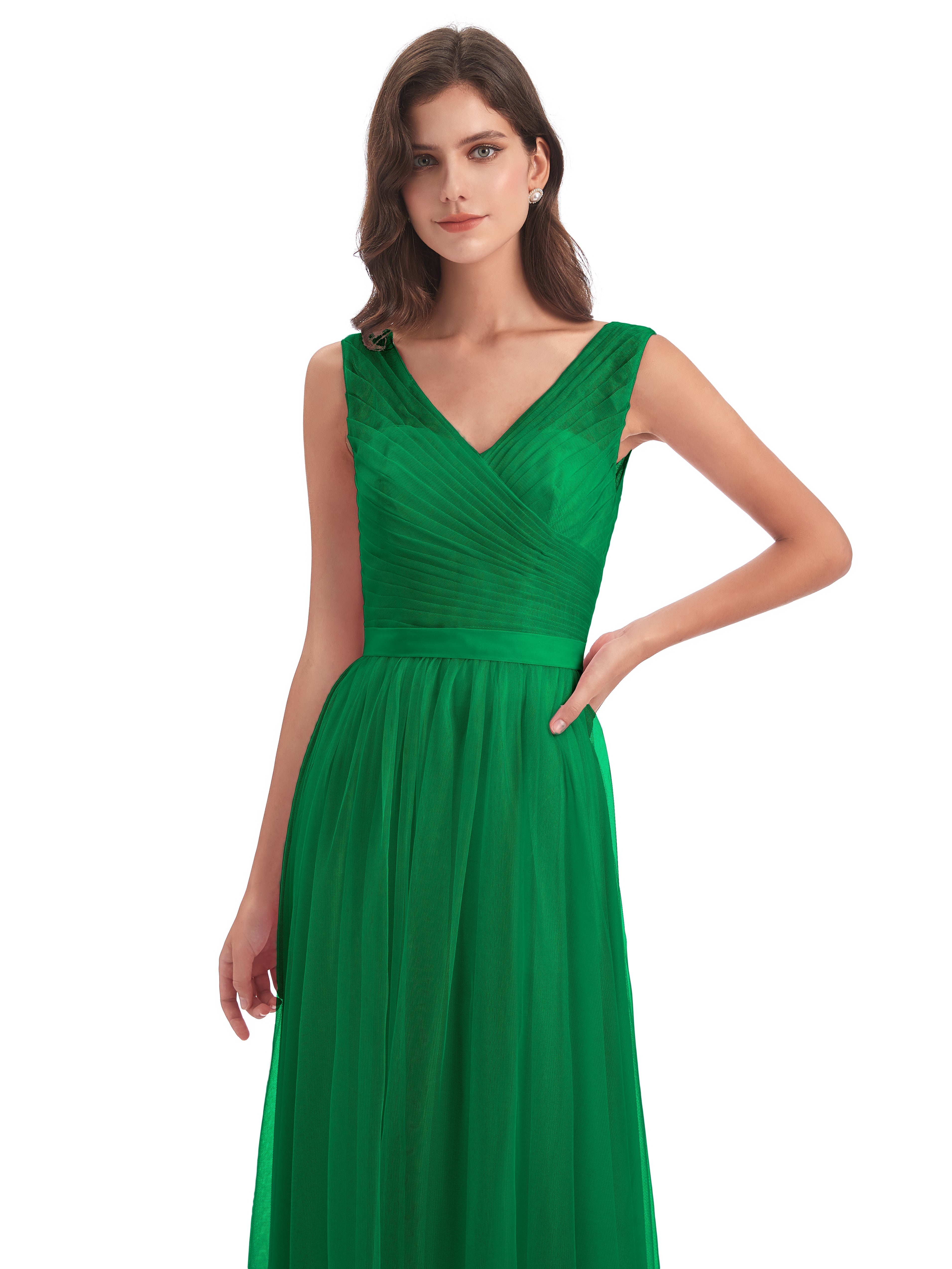 Demoiselle D Honneur Vert Émeraude Mila Dos En V Tulle Robes Demoiselle D'Honneur