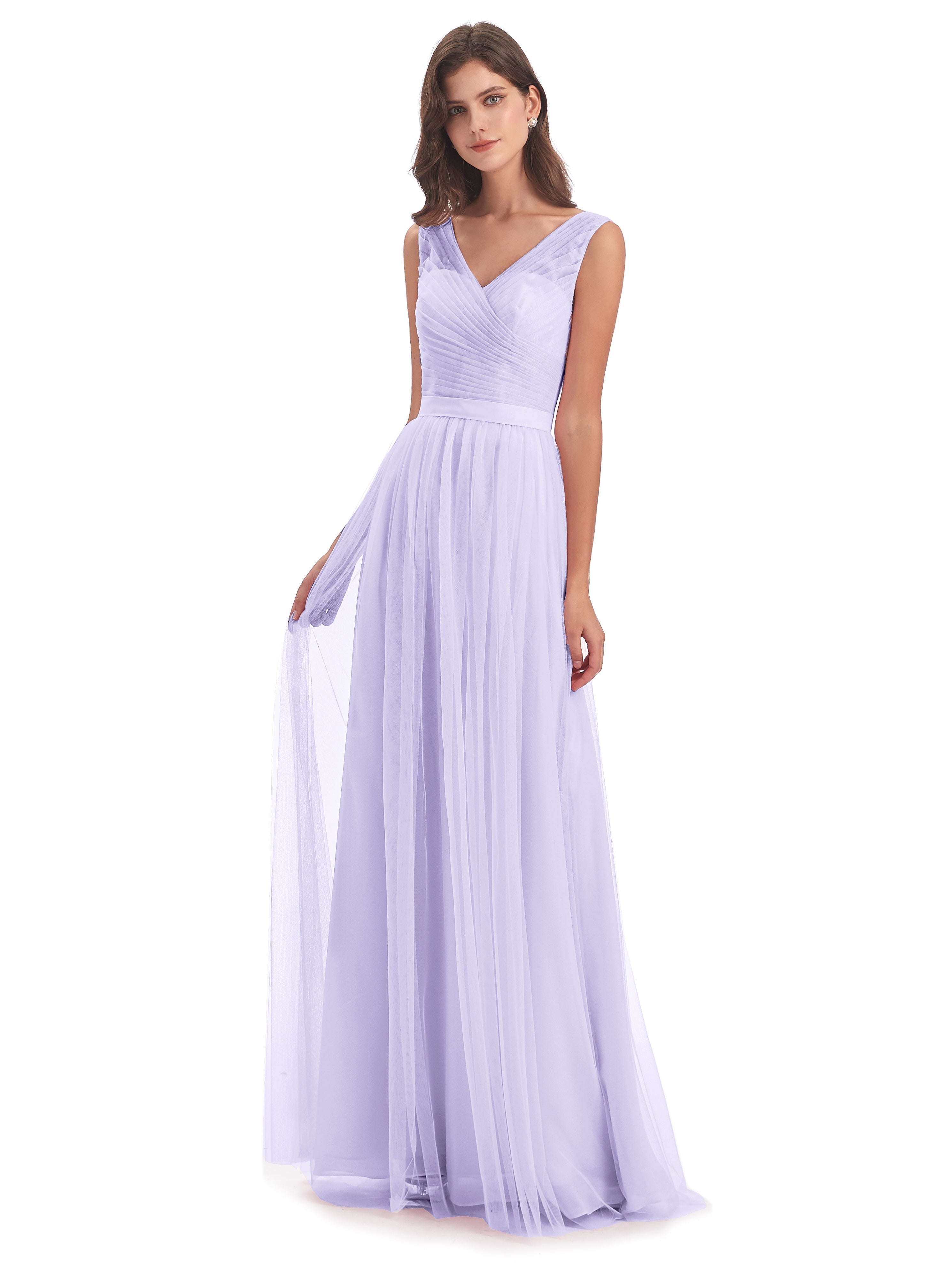 Robes De Demoiselle D'Honneur Lilas Mila Dos En V Tulle Robes Demoiselle D'Honneur