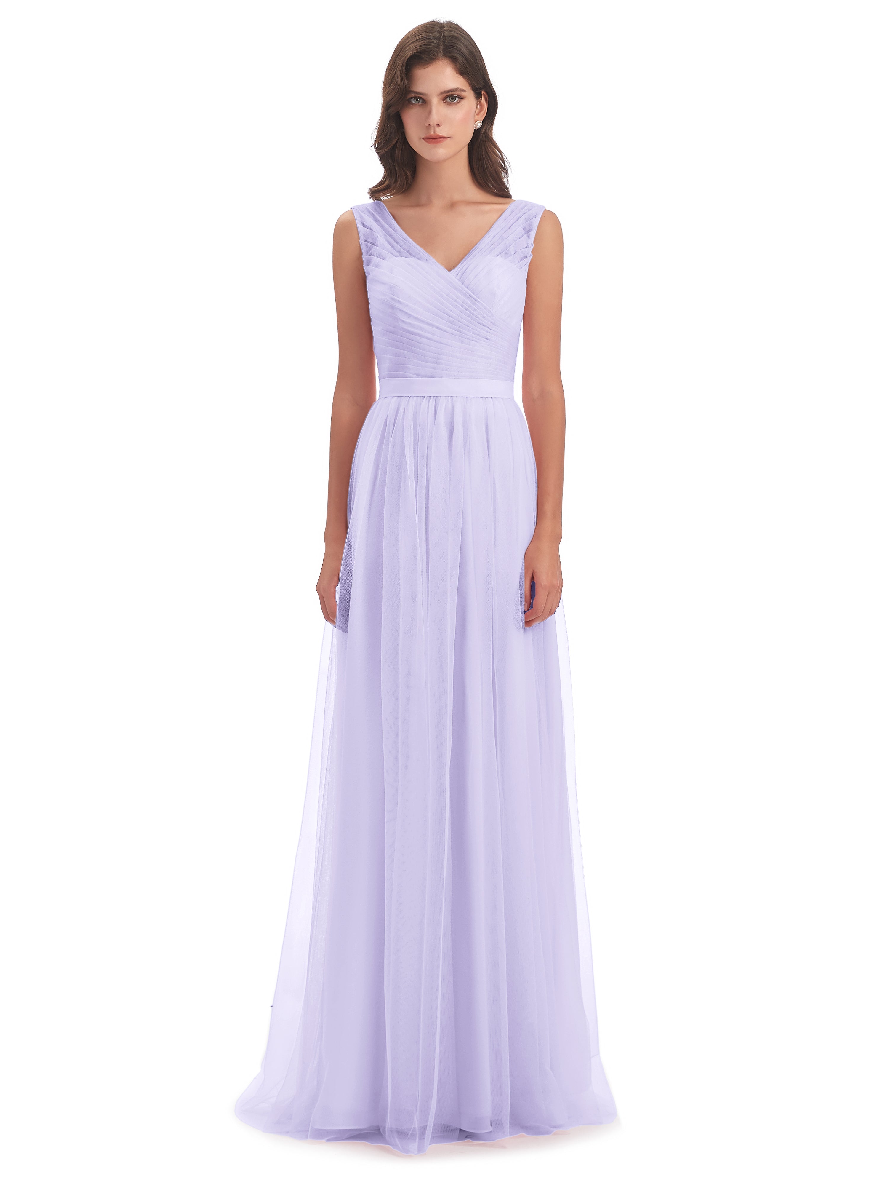 Robes De Demoiselle D'Honneur Lilas Mila Dos En V Tulle Robes Demoiselle D'Honneur