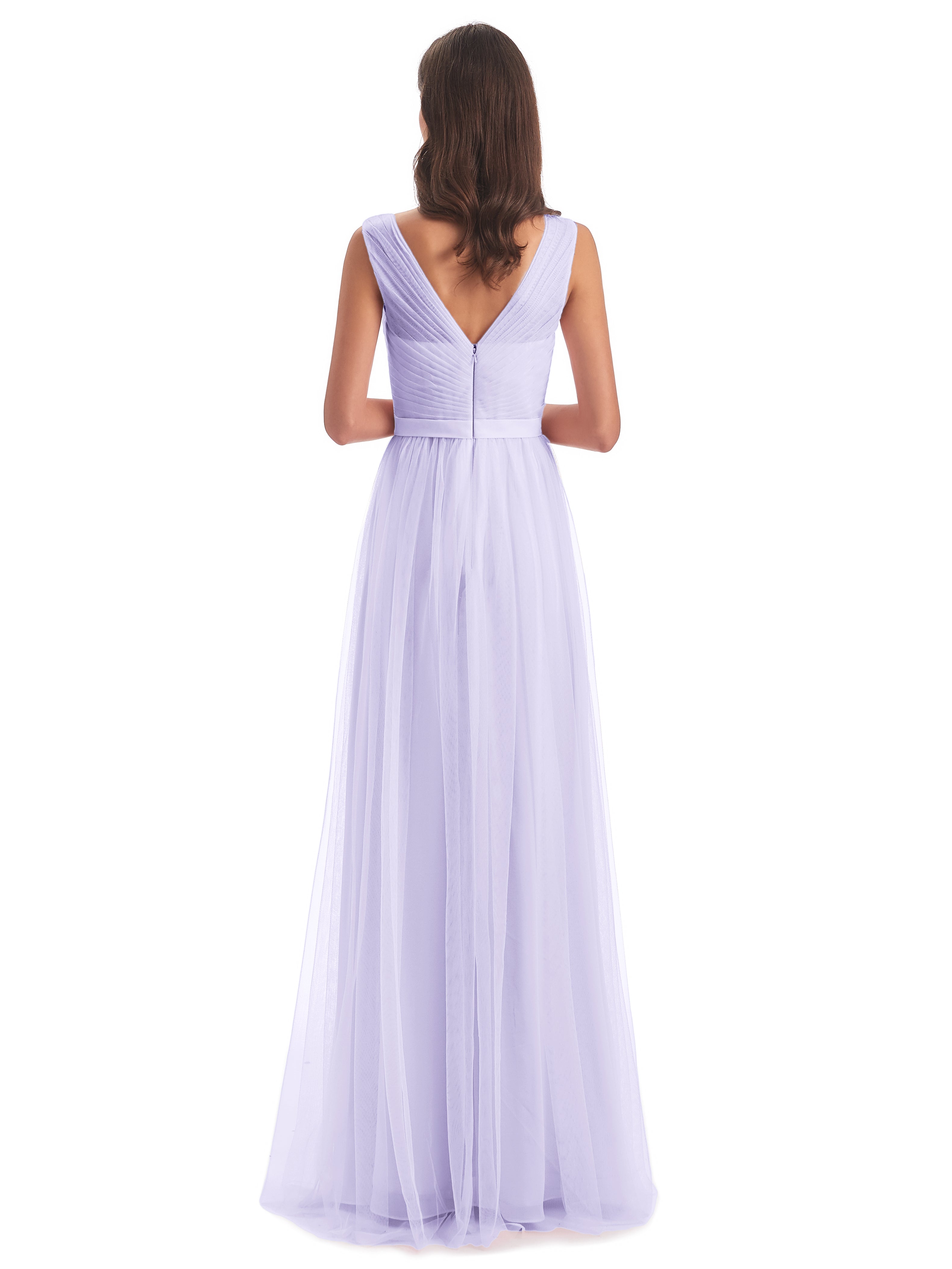 Robes De Demoiselle D'Honneur Lilas Mila Dos En V Tulle Robes Demoiselle D'Honneur