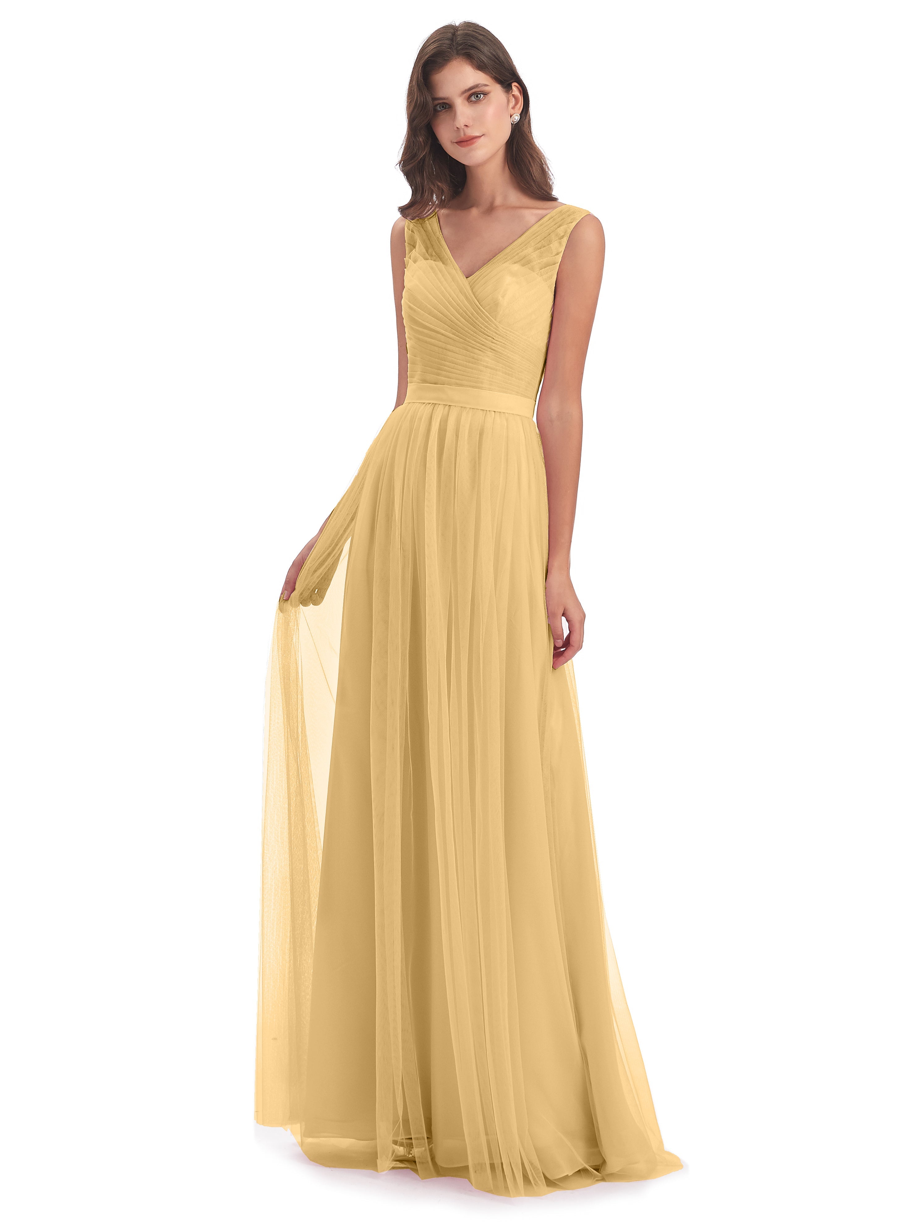 Robe Demoiselle D Honneur Doree Mila Dos En V Tulle Robes Demoiselle D'Honneur
