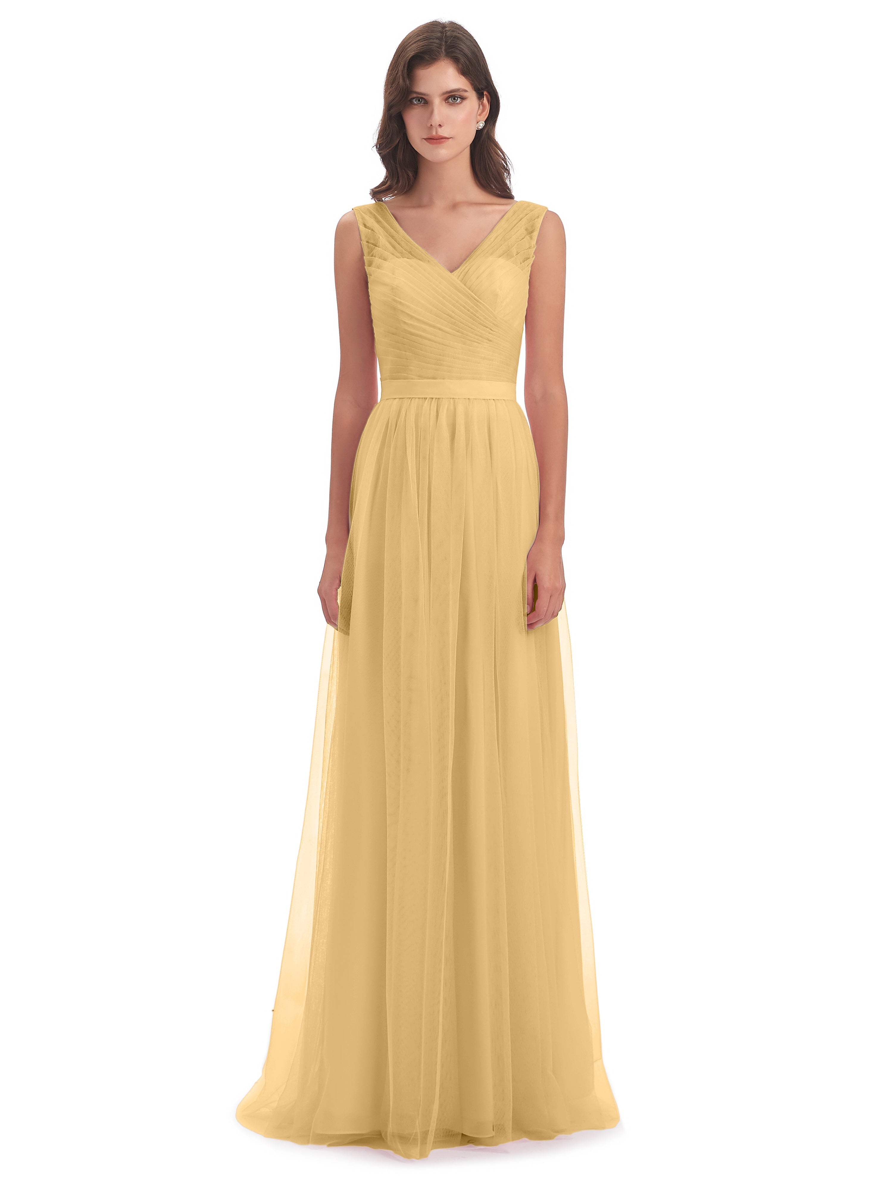 Robe Demoiselle D Honneur Doree Mila Dos En V Tulle Robes Demoiselle D'Honneur