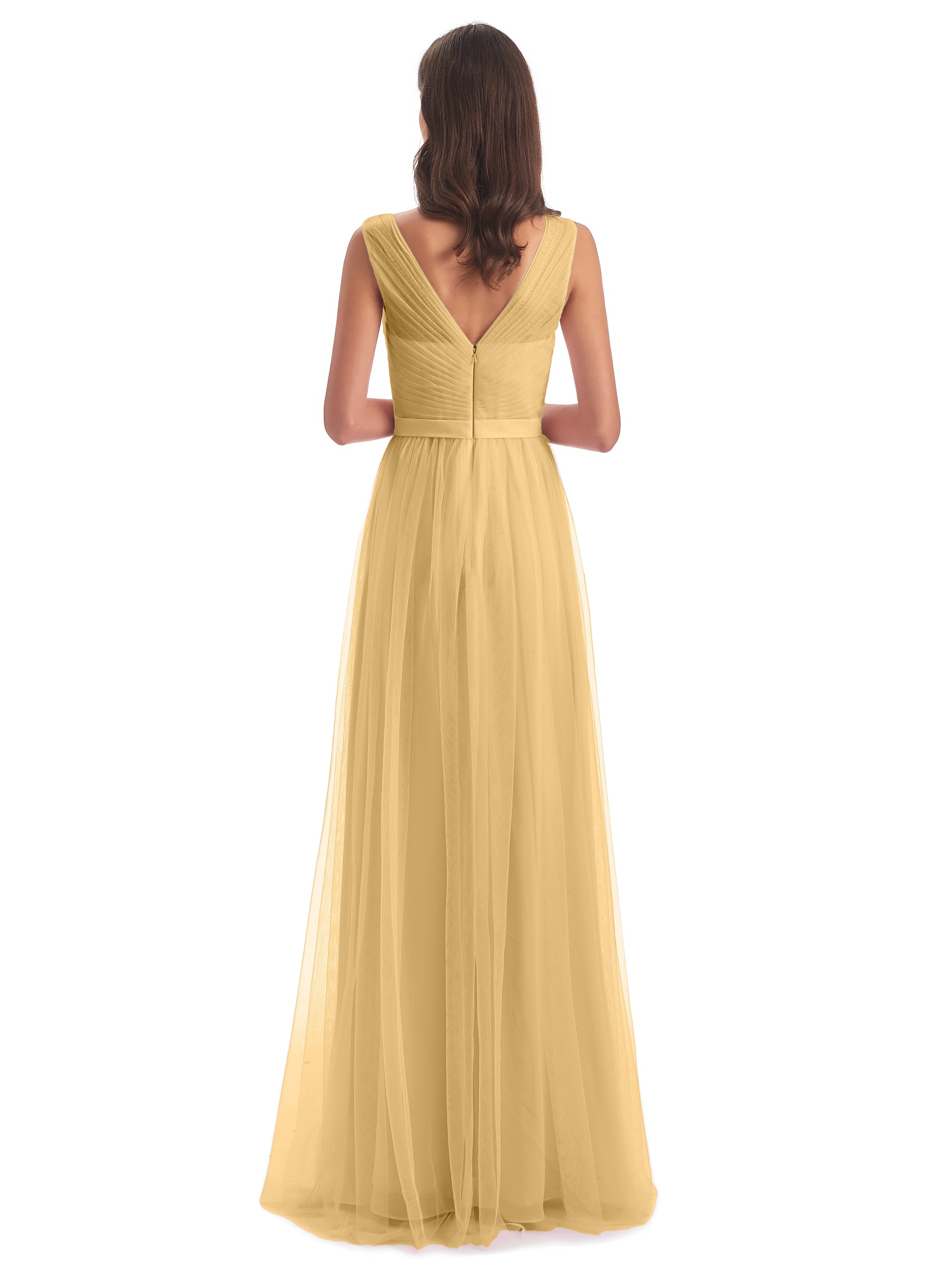 Robe Demoiselle D Honneur Doree Mila Dos En V Tulle Robes Demoiselle D'Honneur