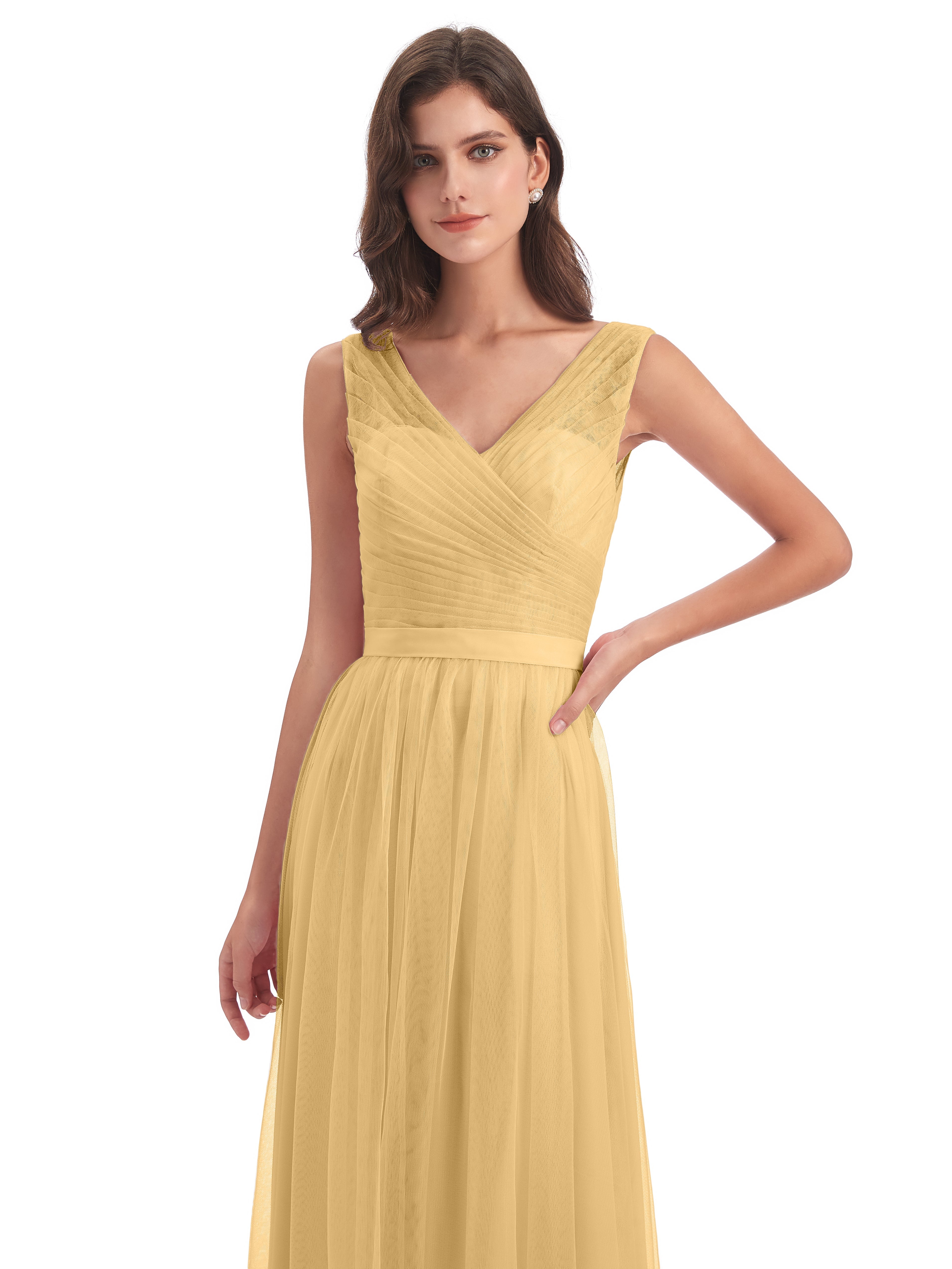 Robe Demoiselle D Honneur Doree Mila Dos En V Tulle Robes Demoiselle D'Honneur
