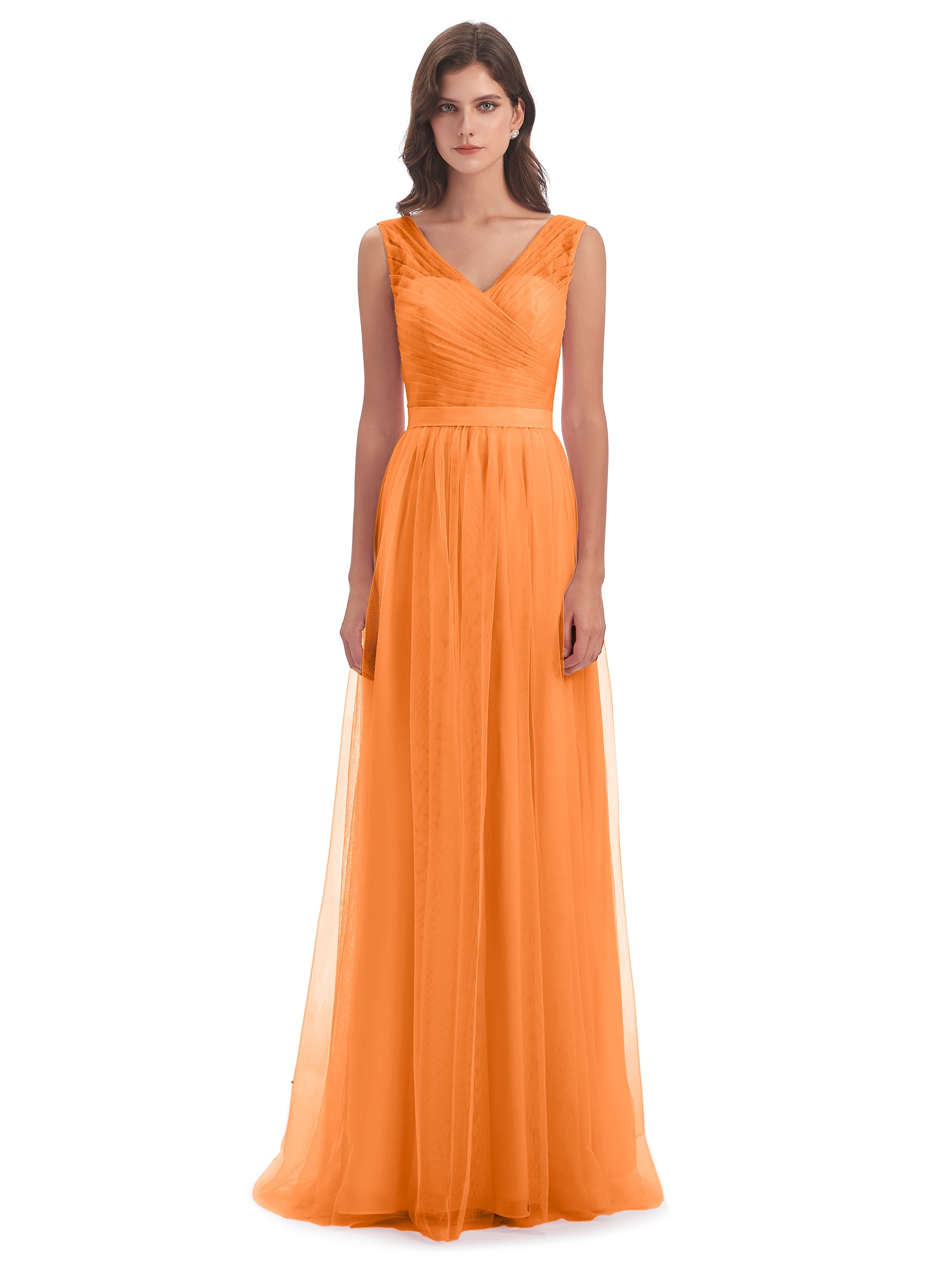 Robe Demoiselle D Honneur Orange Mila Dos En V Tulle Robes Demoiselle D'Honneur