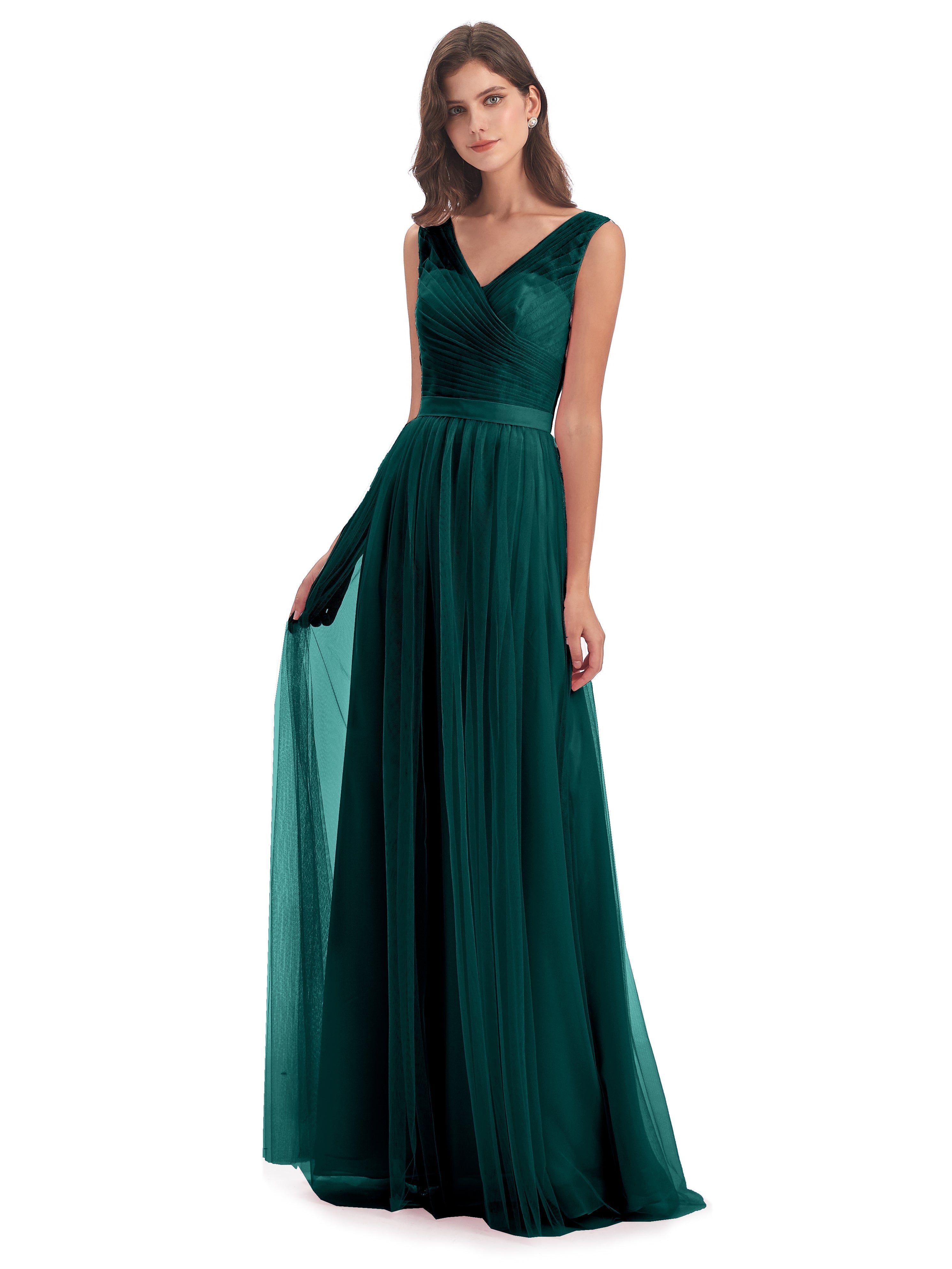 Robe Demoiselle D Honneur Bleu Paon Mila Dos En V Tulle Robes Demoiselle D'Honneur