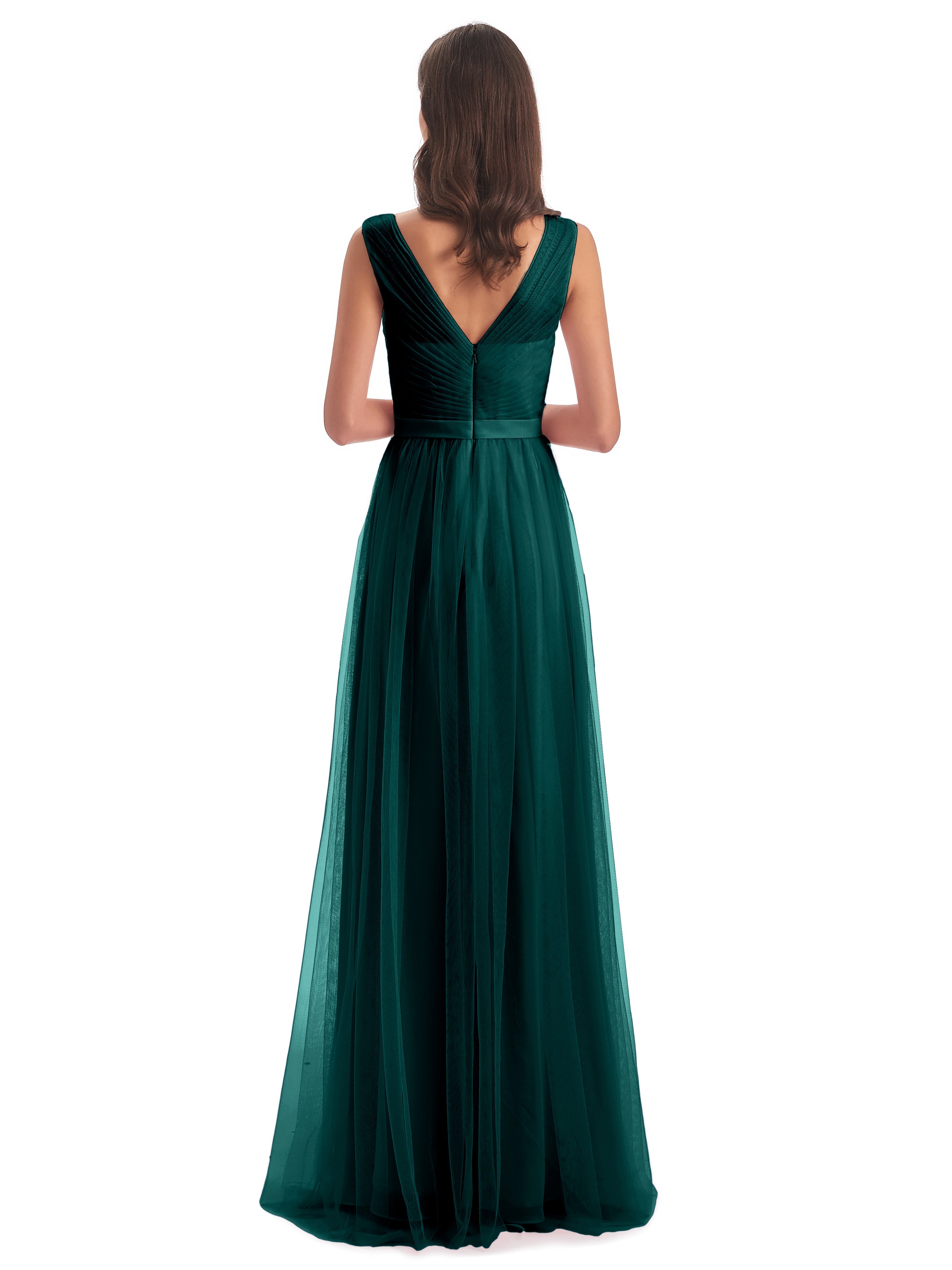 Robe Demoiselle D Honneur Bleu Paon Mila Dos En V Tulle Robes Demoiselle D'Honneur