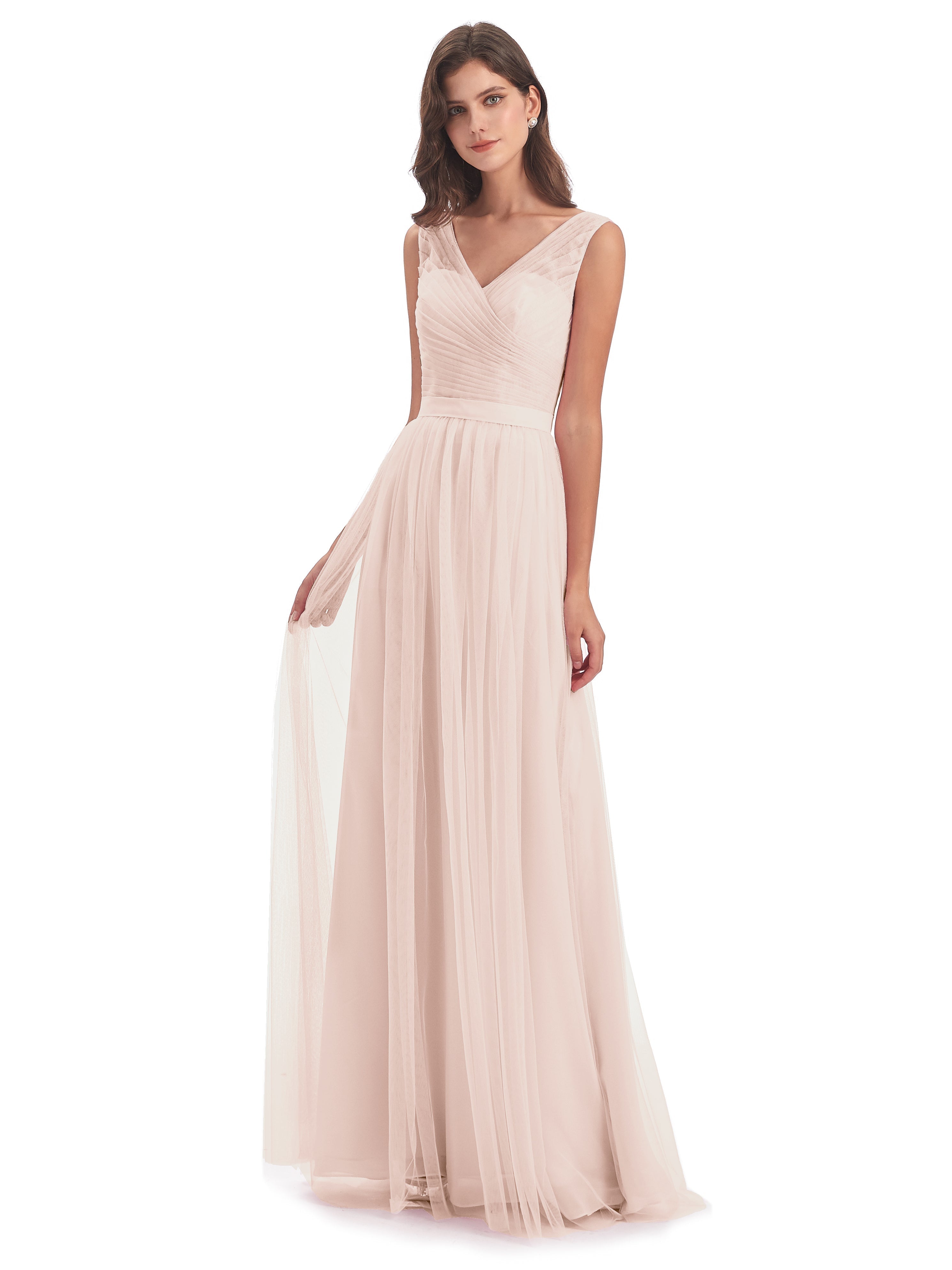 Robe De Demoiselle D'Honneur En Perles Mila Dos En V Tulle Robes Demoiselle D'Honneur