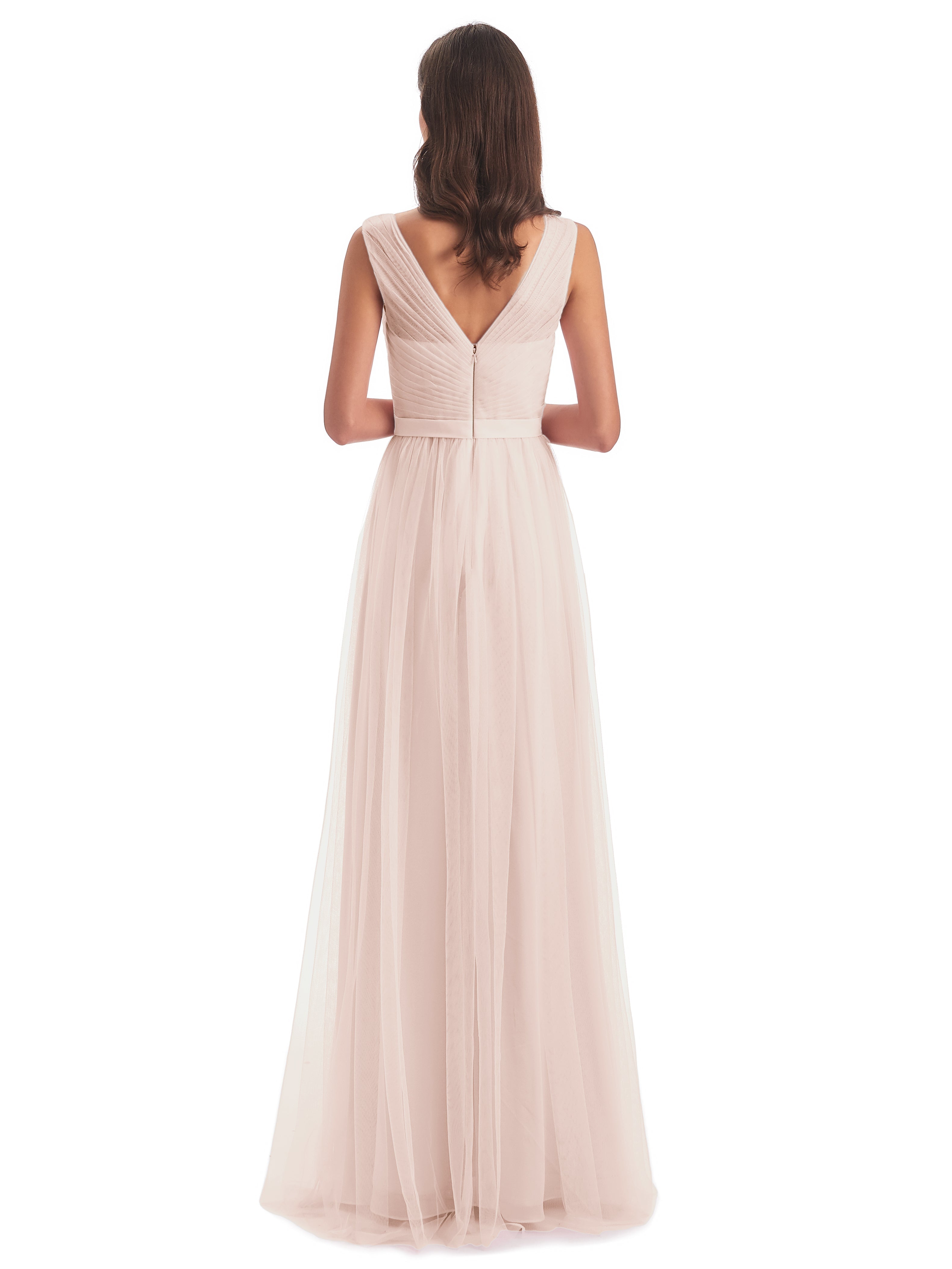 Robe De Demoiselle D'Honneur En Perles Mila Dos En V Tulle Robes Demoiselle D'Honneur