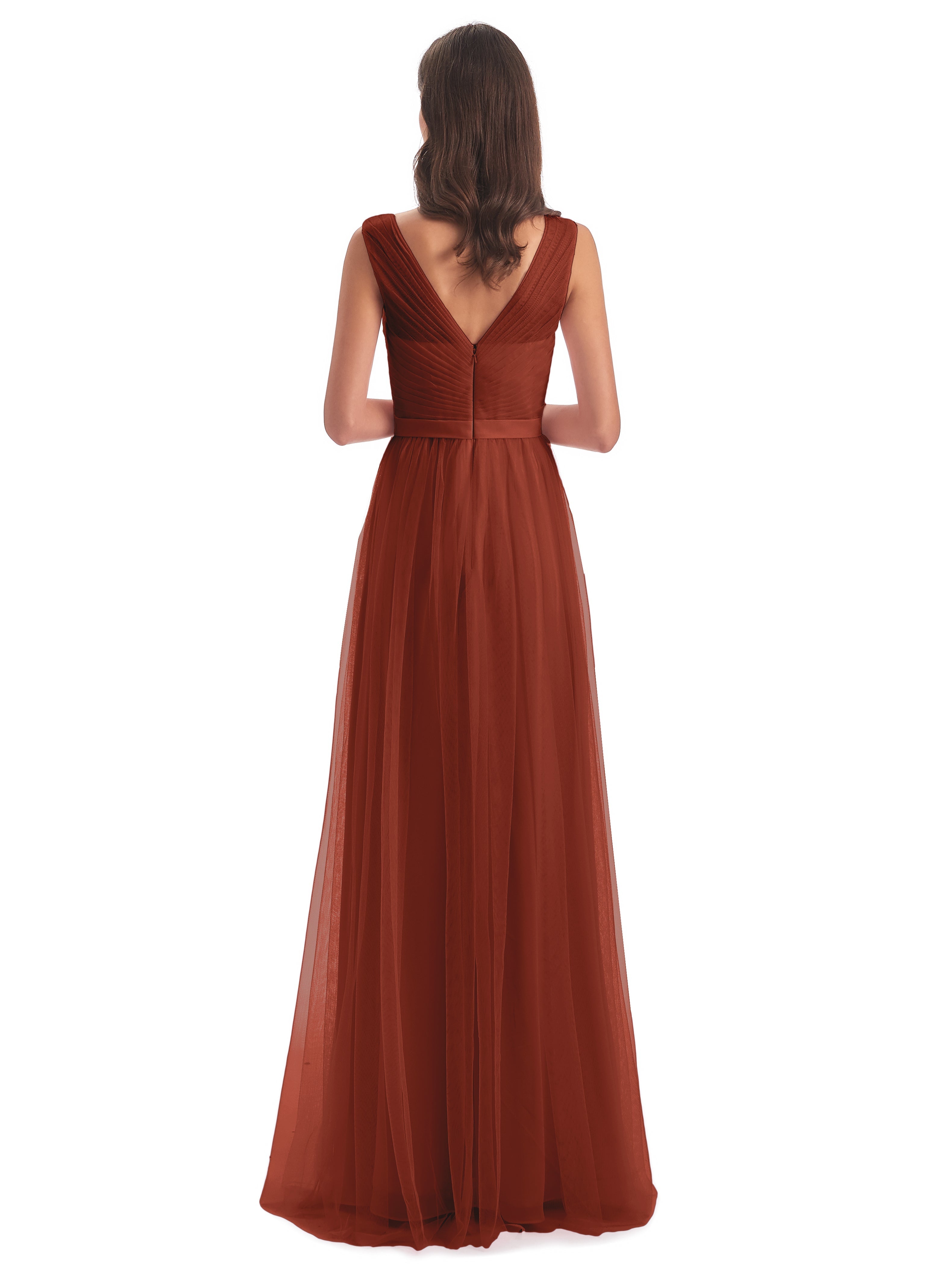 Robe Demoiselle D Honneur Rouille Mila Dos En V Tulle Robes Demoiselle D'Honneur