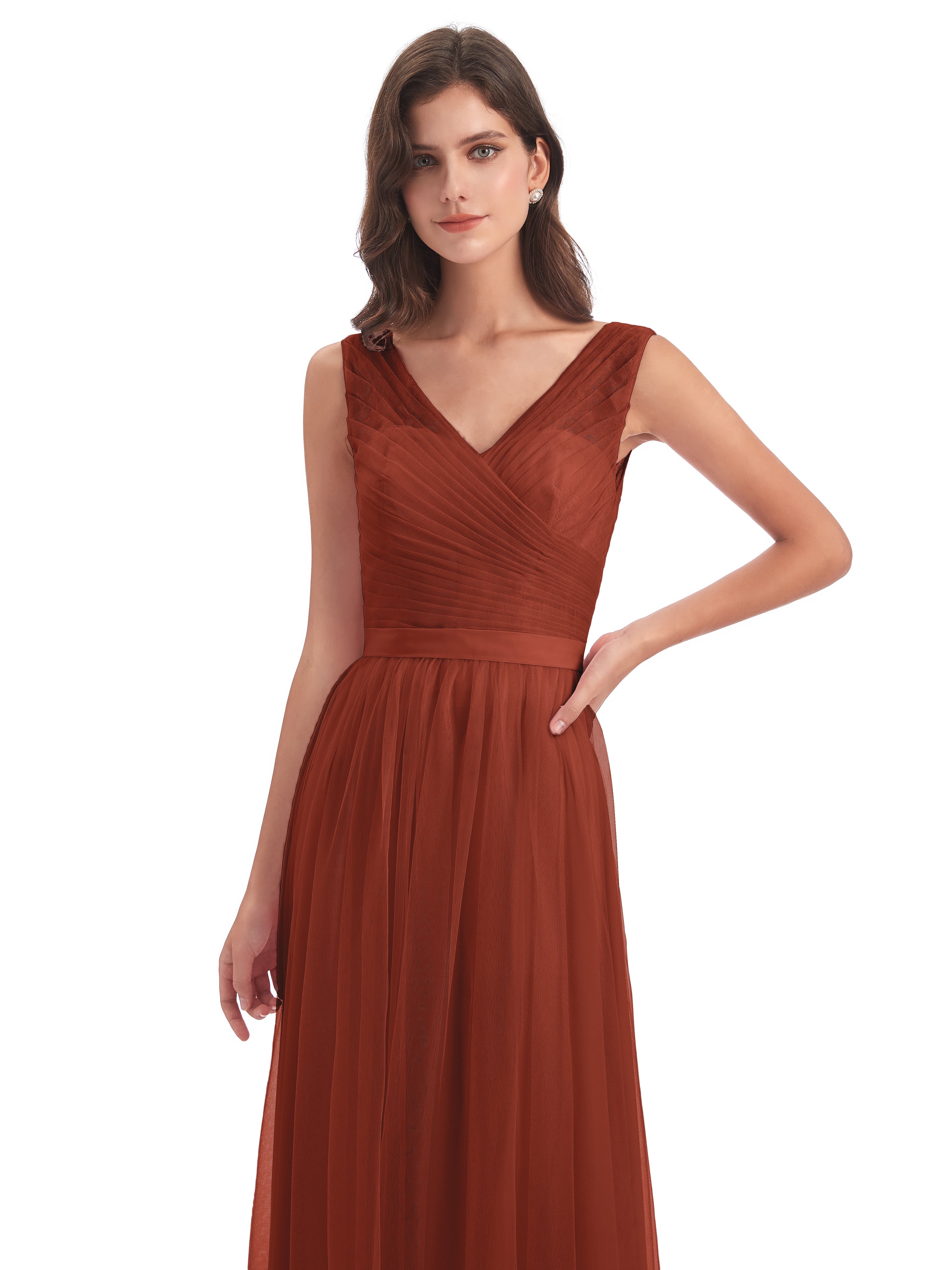 Robe Demoiselle D Honneur Rouille Mila Dos En V Tulle Robes Demoiselle D'Honneur