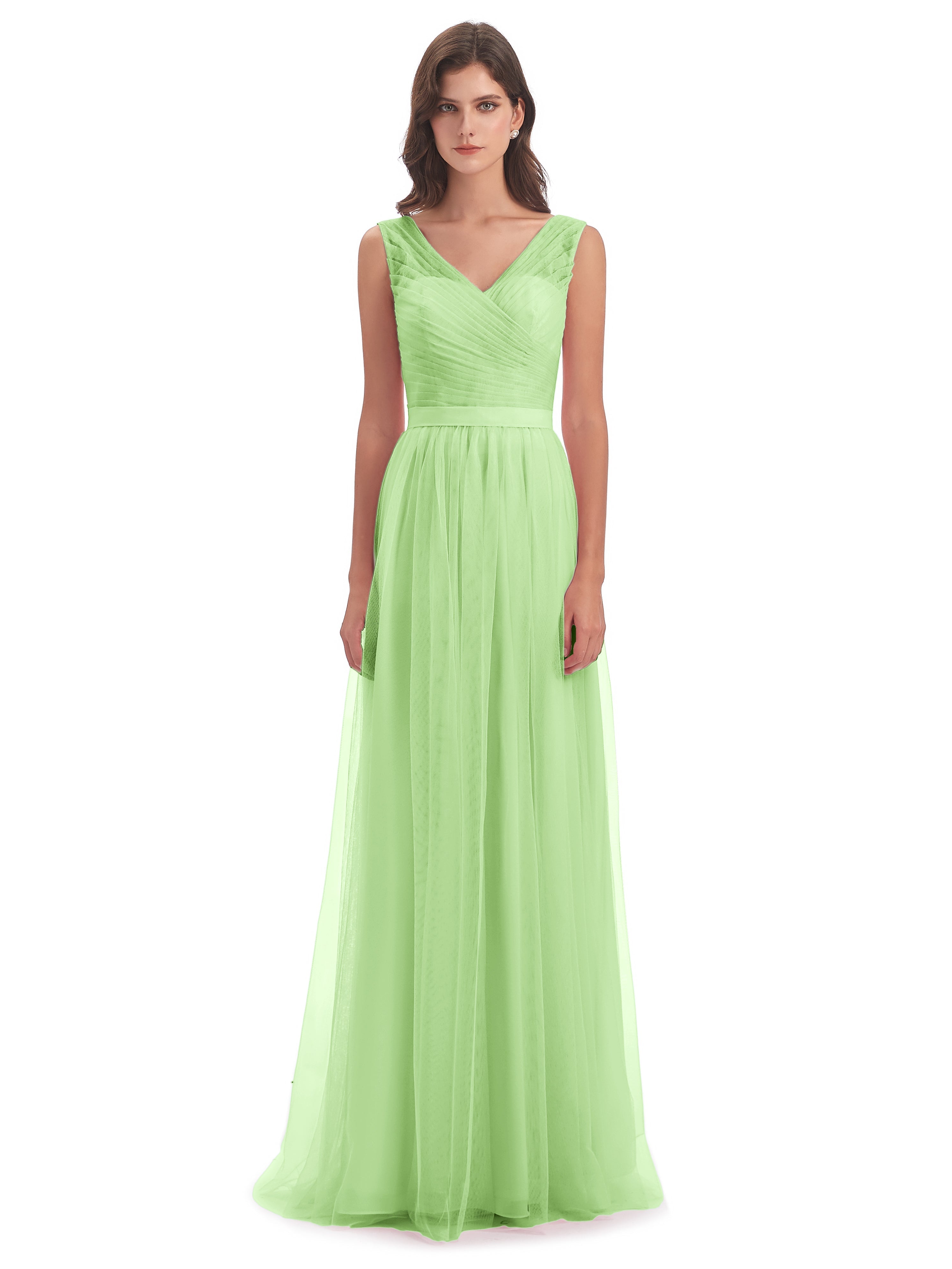 Robes Demoiselle D Honneur Vert Sauge Mila Dos En V Tulle Robes Demoiselle D'Honneur