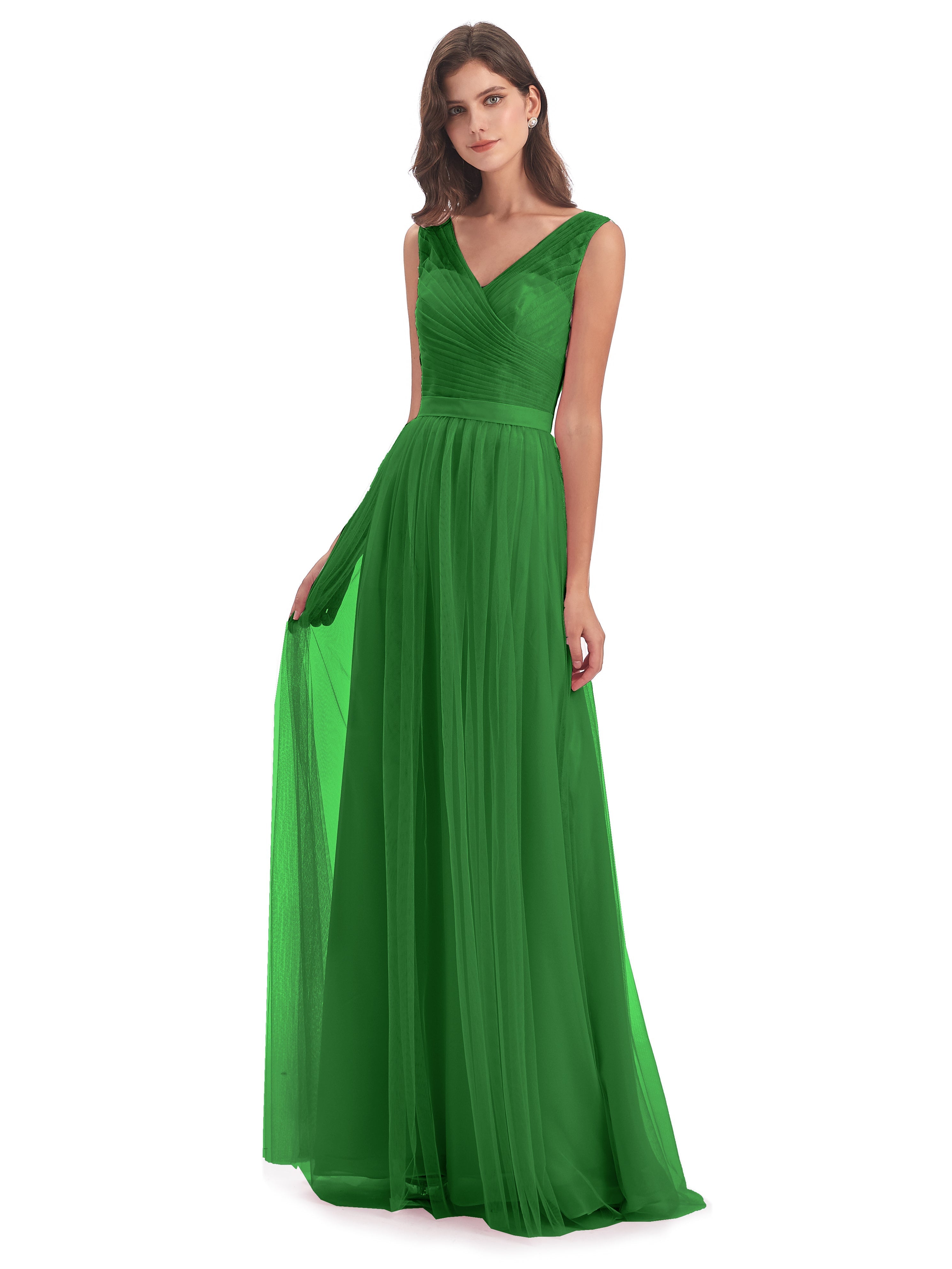 Robe De Demoiselle D Honneur Vert Mila Dos En V Tulle Robes Demoiselle D'Honneur