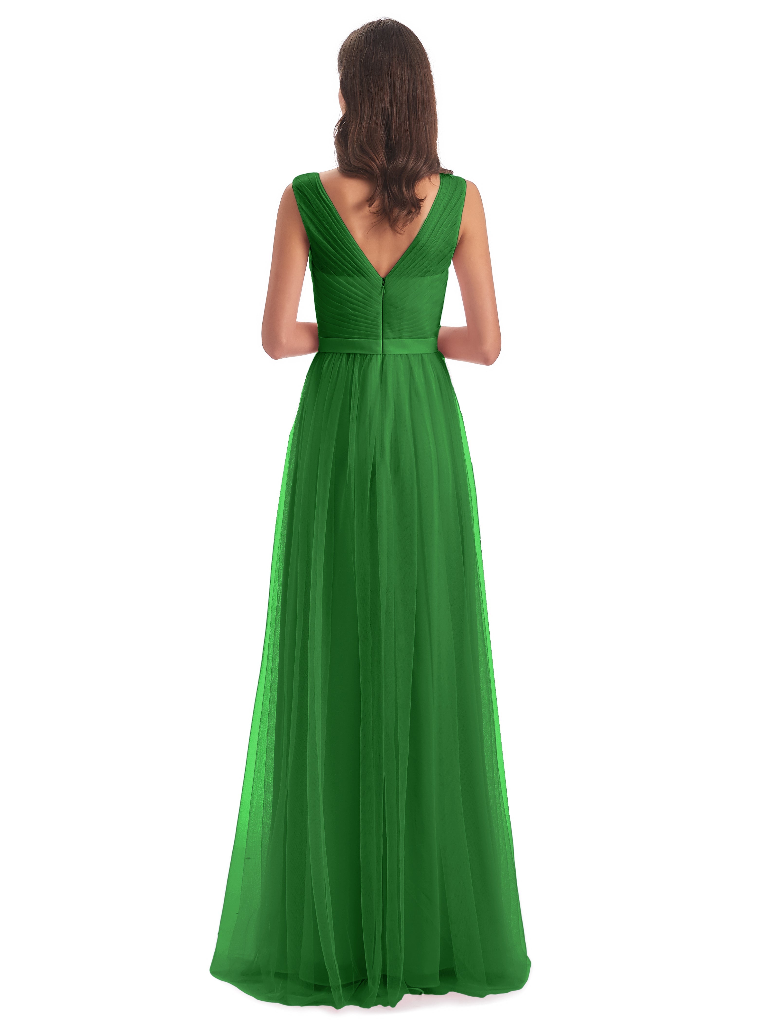 Robe De Demoiselle D Honneur Vert Mila Dos En V Tulle Robes Demoiselle D'Honneur