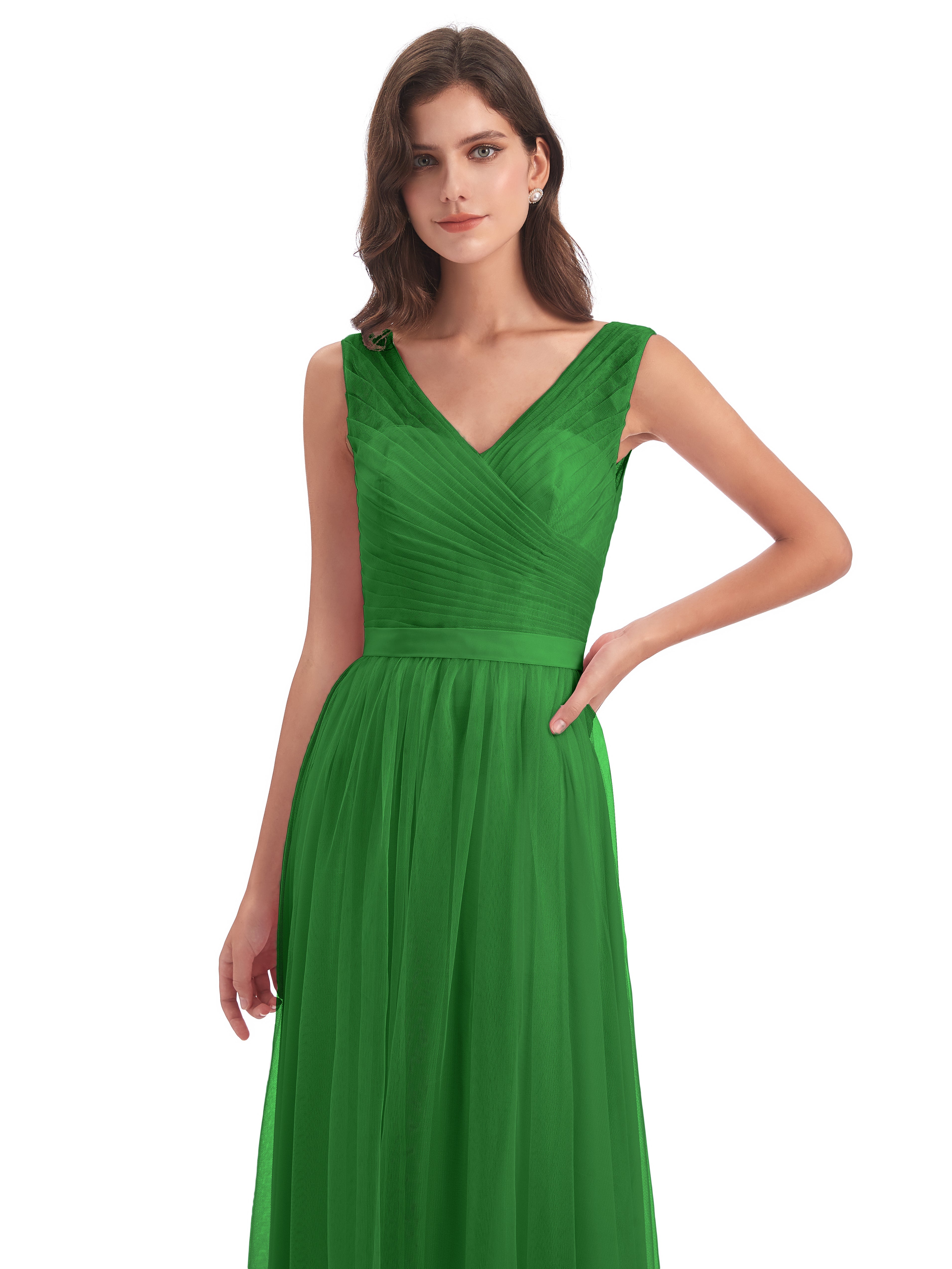 Robe De Demoiselle D Honneur Vert Mila Dos En V Tulle Robes Demoiselle D'Honneur
