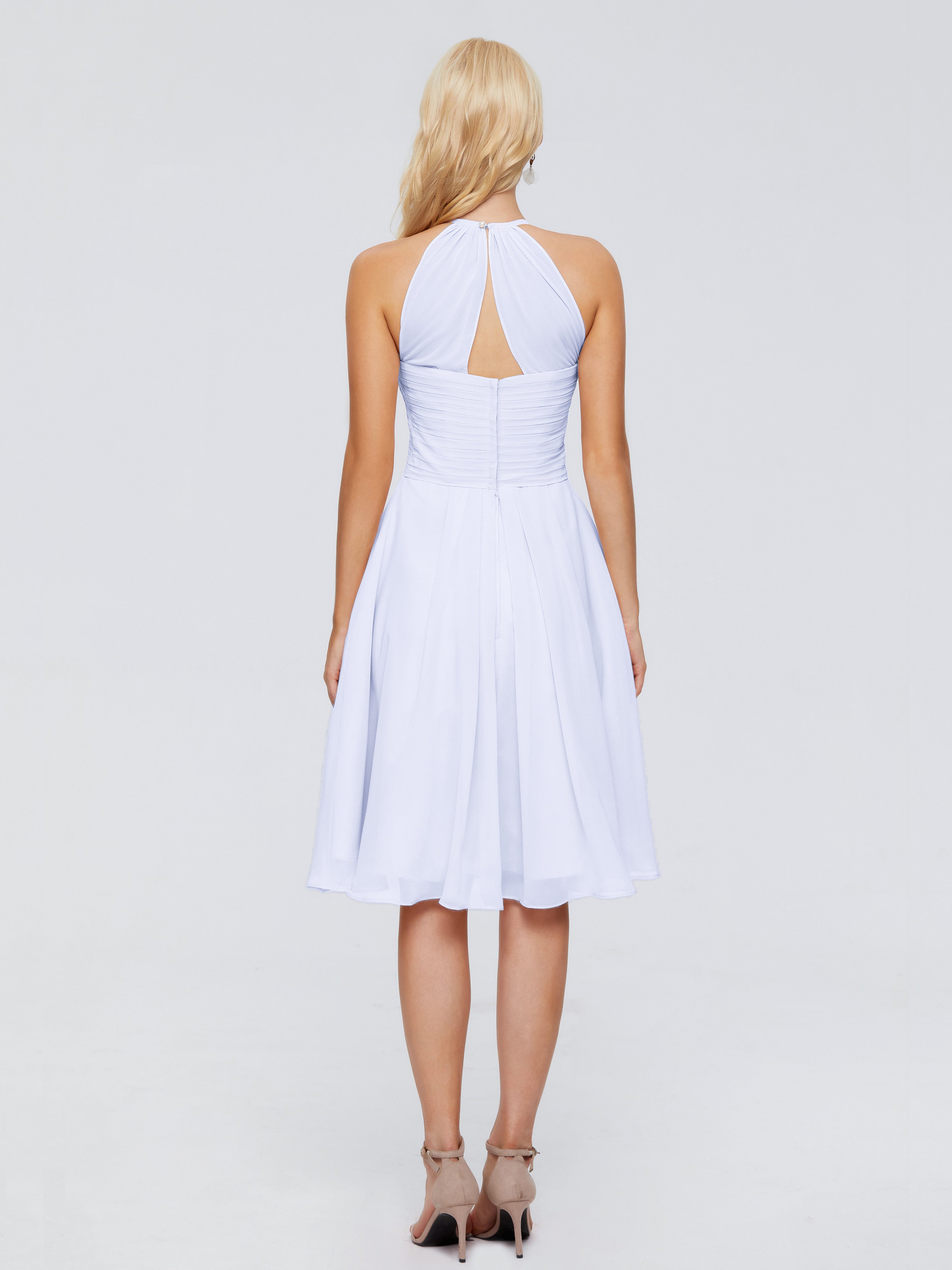 Robe Demoiselle D Honneur Couleur Lavande Licou Longueur Genou Robes Demoiselle D'Honneur