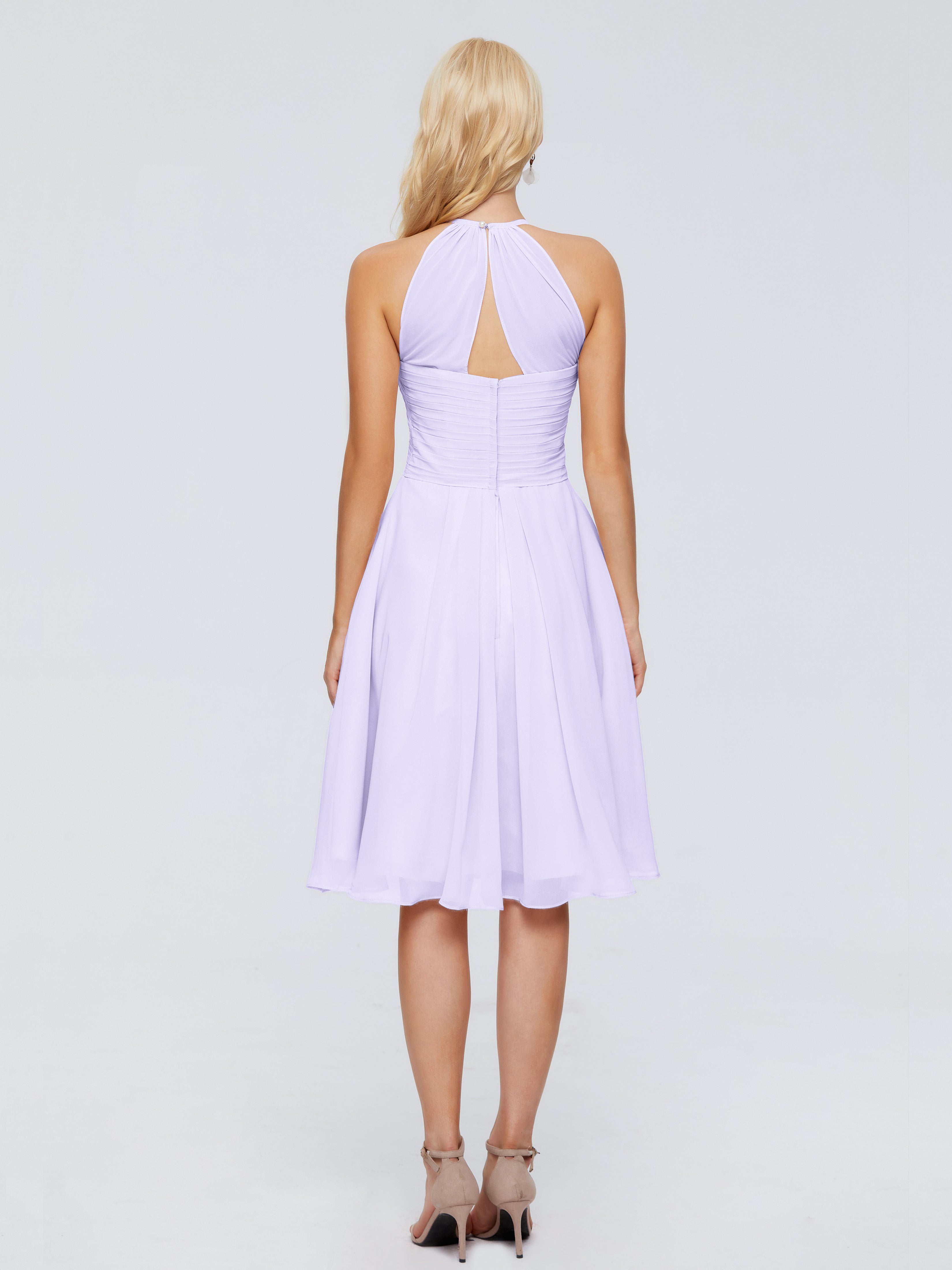 Robe De Demoiselle D Honneur Lilas Licou Longueur Genou Robes Demoiselle D'Honneur