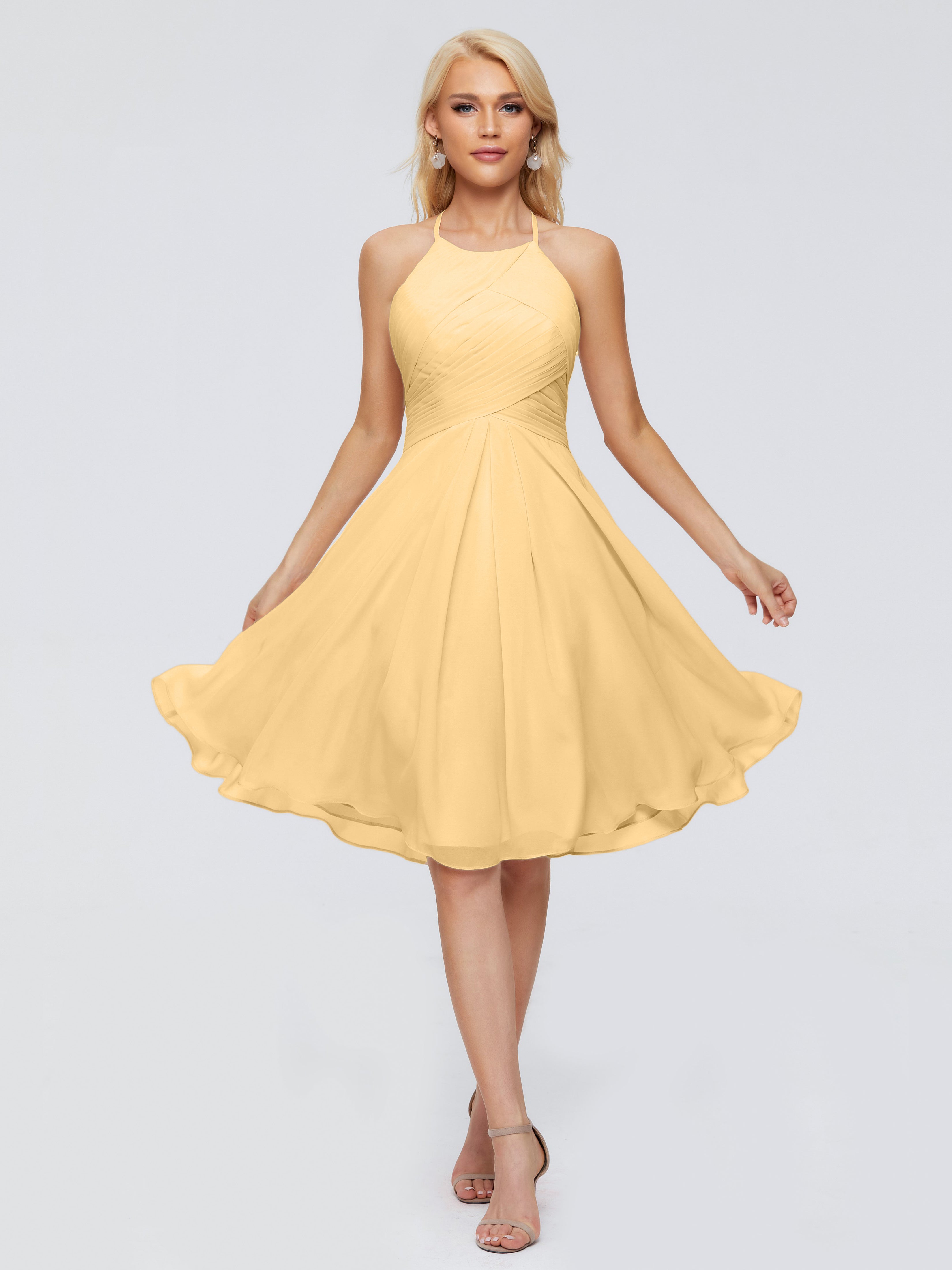 Robe Demoiselle D Honneur Dorée Licou Longueur Genou Robes Demoiselle D'Honneur