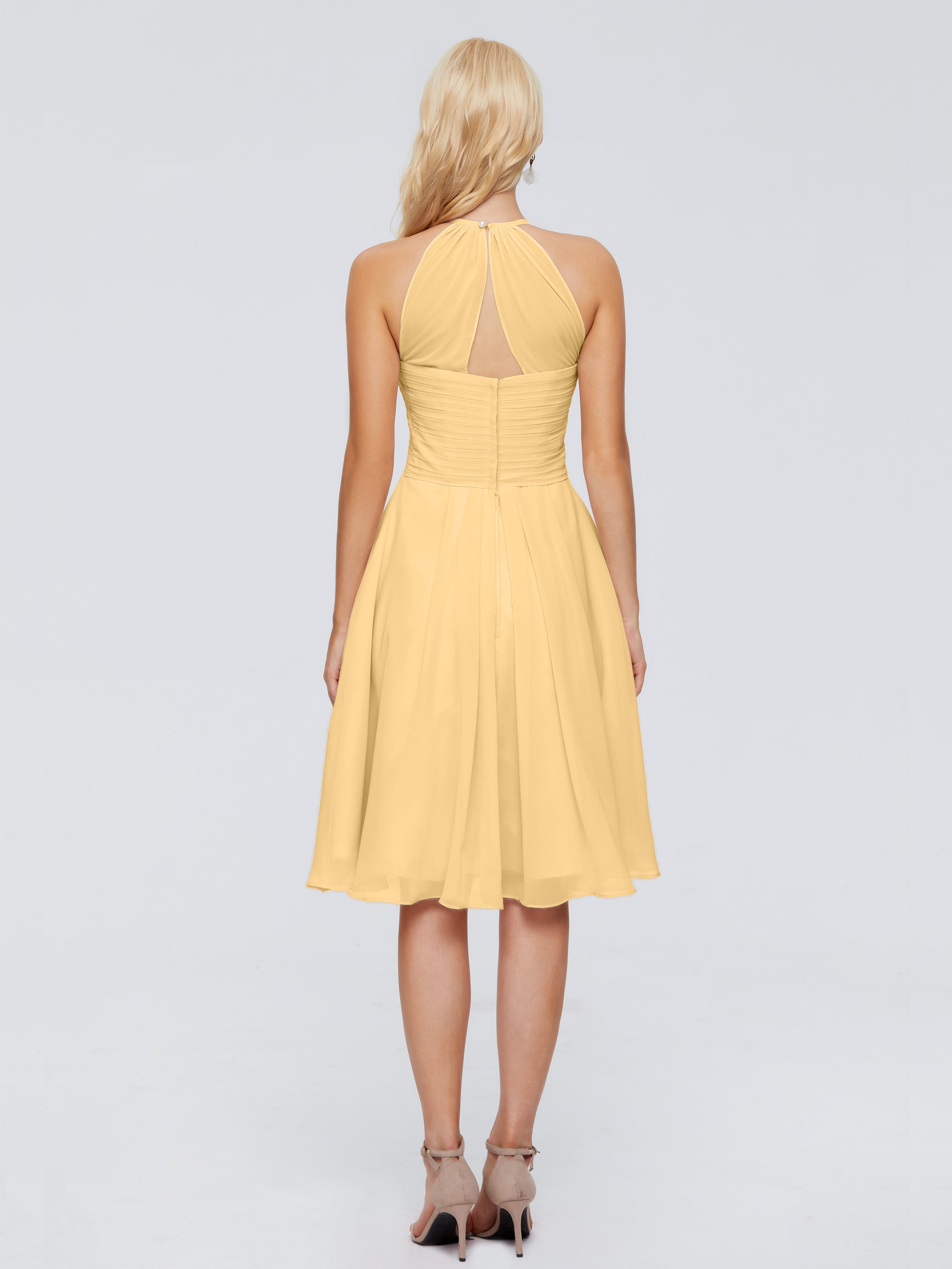 Robe Demoiselle D Honneur Dorée Licou Longueur Genou Robes Demoiselle D'Honneur