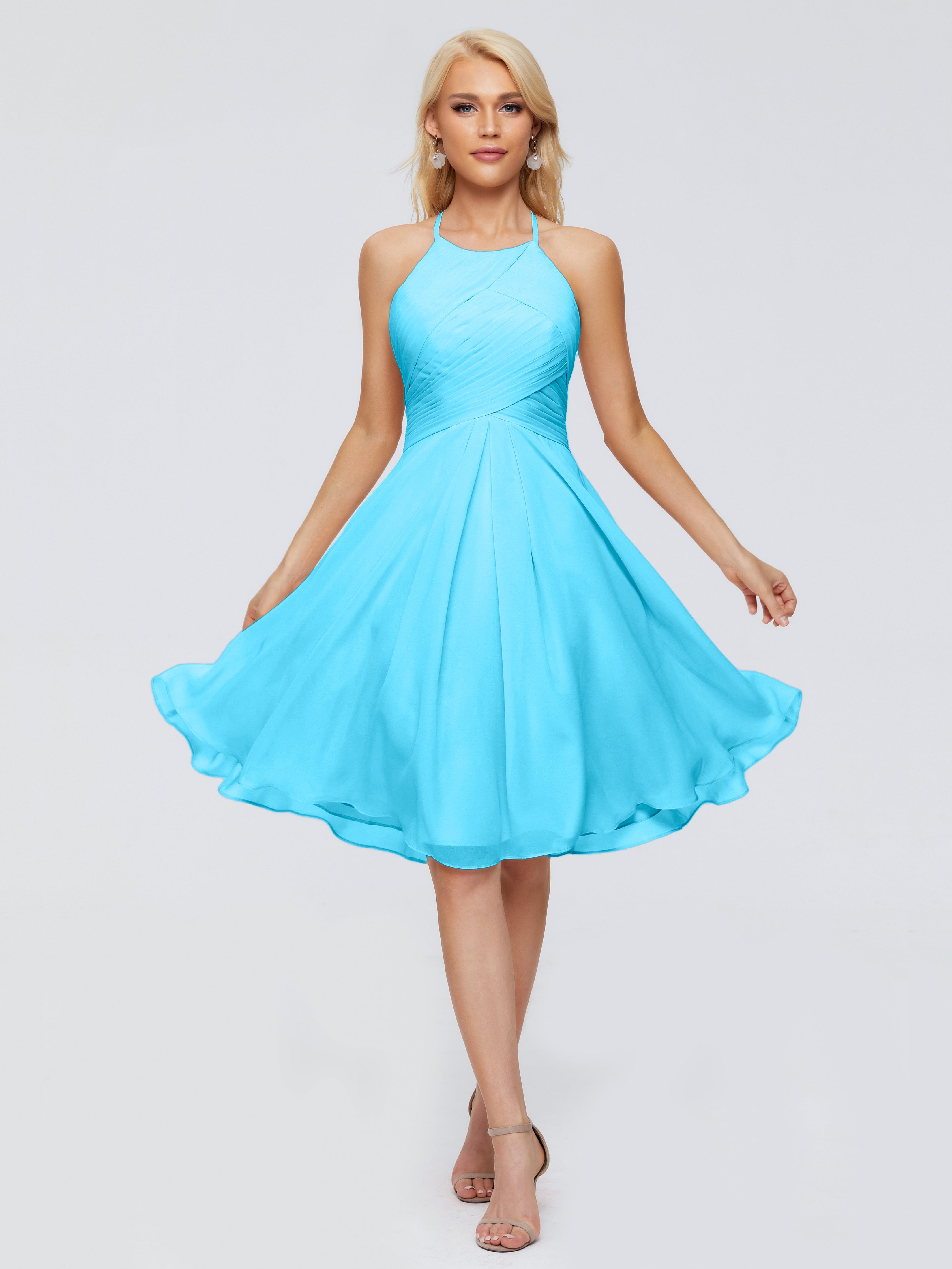 Robe De Demoiselle D'Honneur En Piscine Licou Longueur Genou Robes Demoiselle D'Honneur