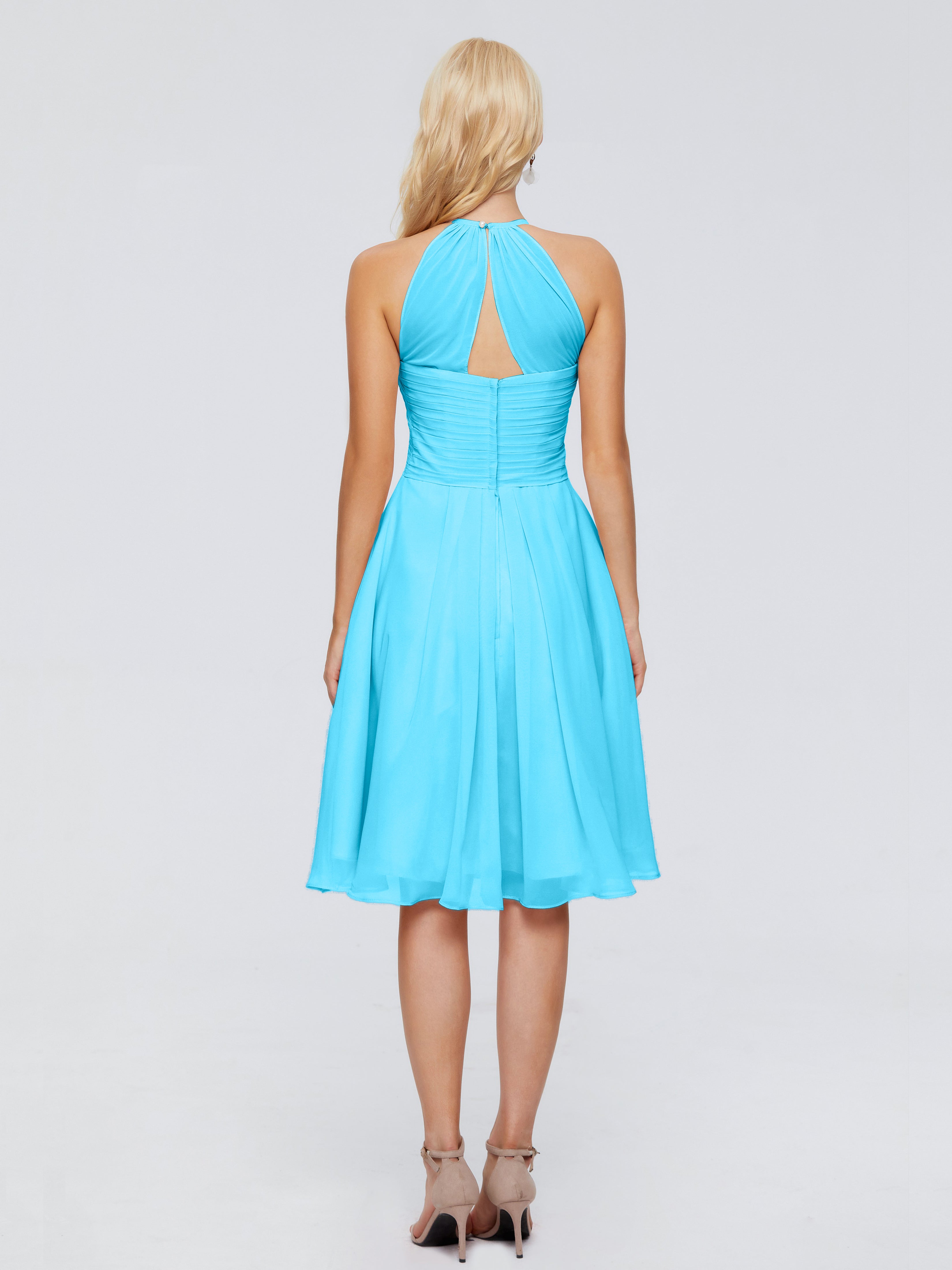 Robe De Demoiselle D'Honneur En Piscine Licou Longueur Genou Robes Demoiselle D'Honneur