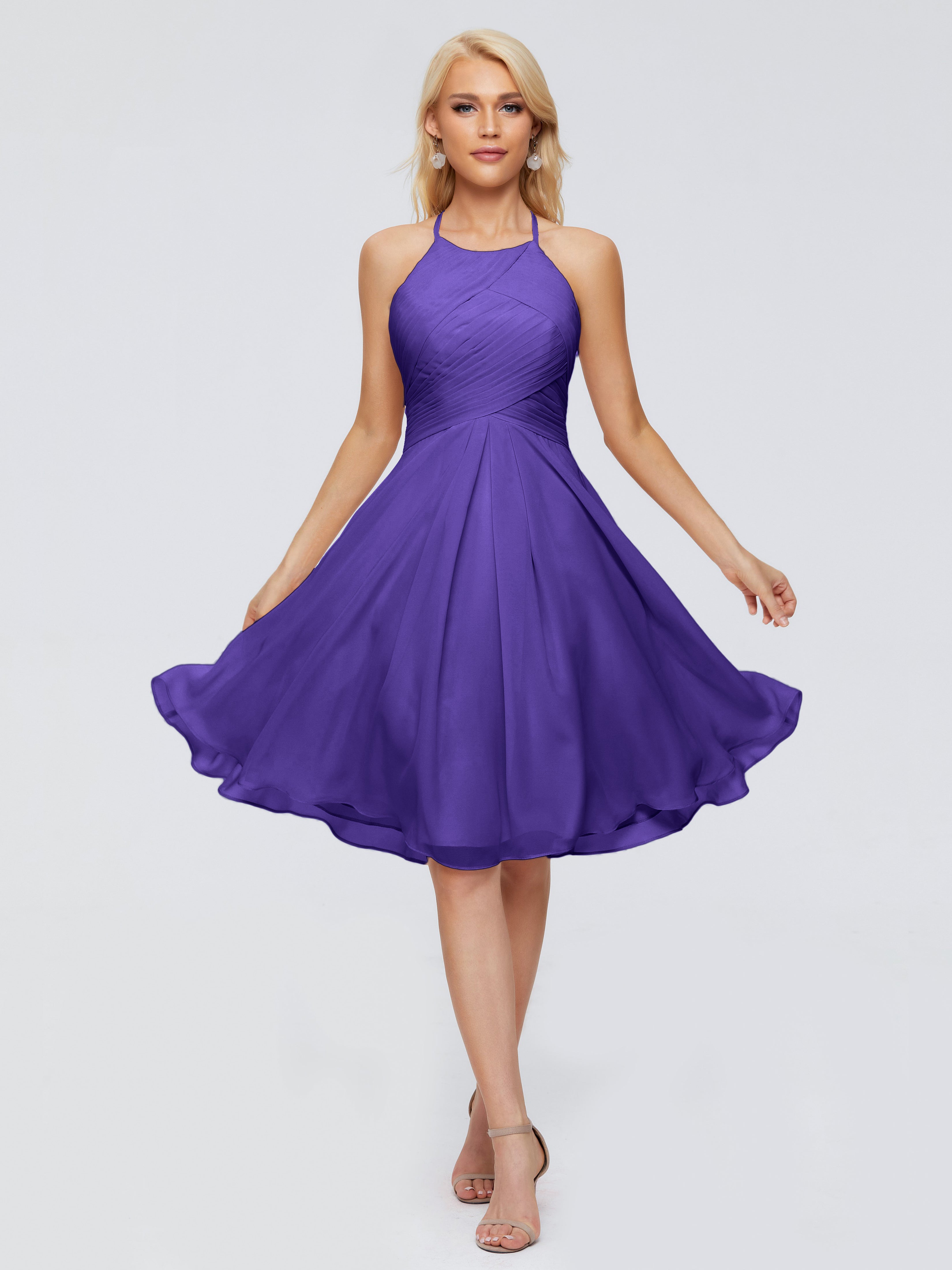 Robes De Demoiselle D'Honneur En Régence Licou Longueur Genou Robes Demoiselle D'Honneur
