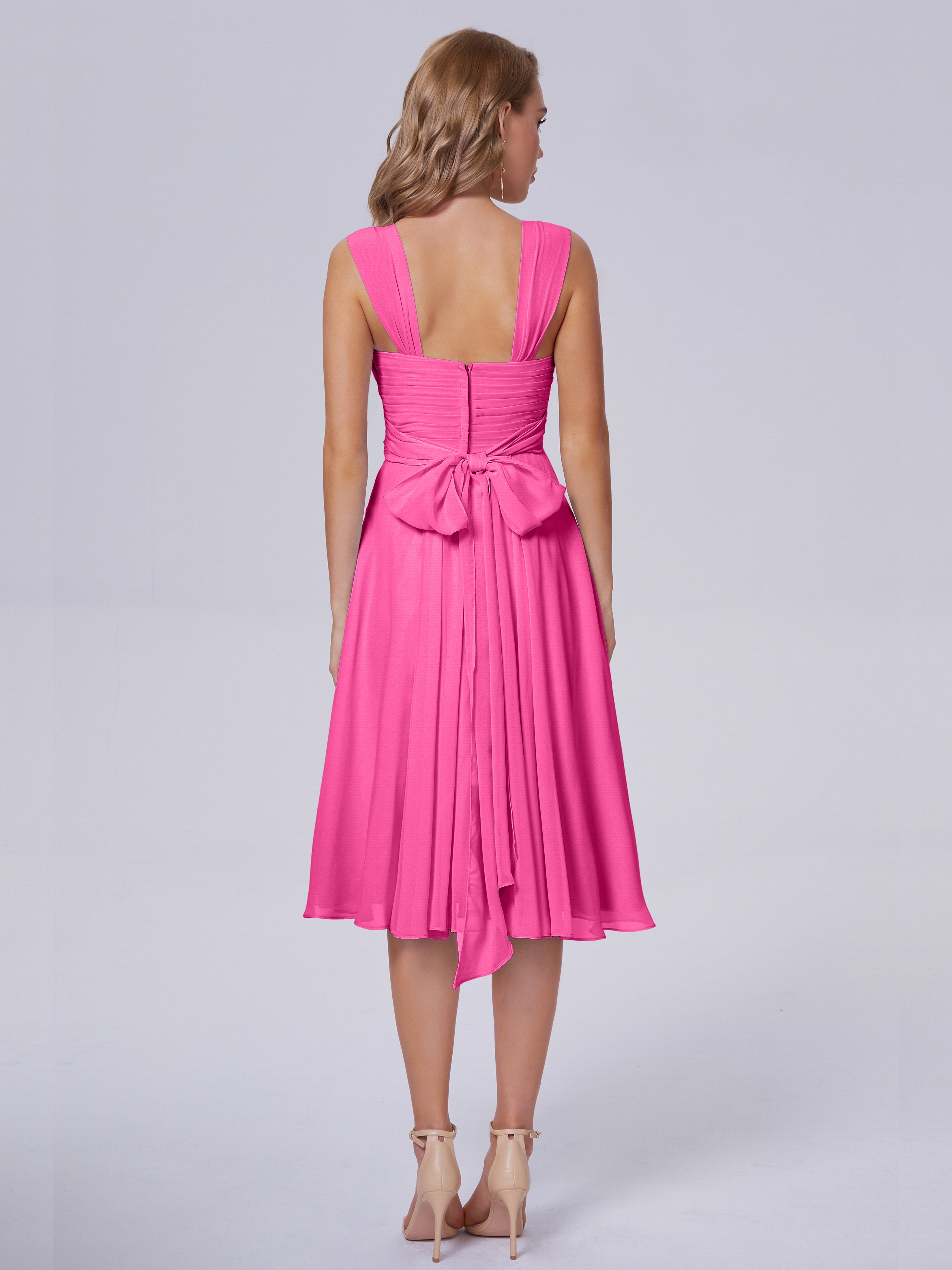 Robe Demoiselle D Honneur Azalée Abordable Bretelles Courtes Mousseline Robes Demoiselle D'Honneur