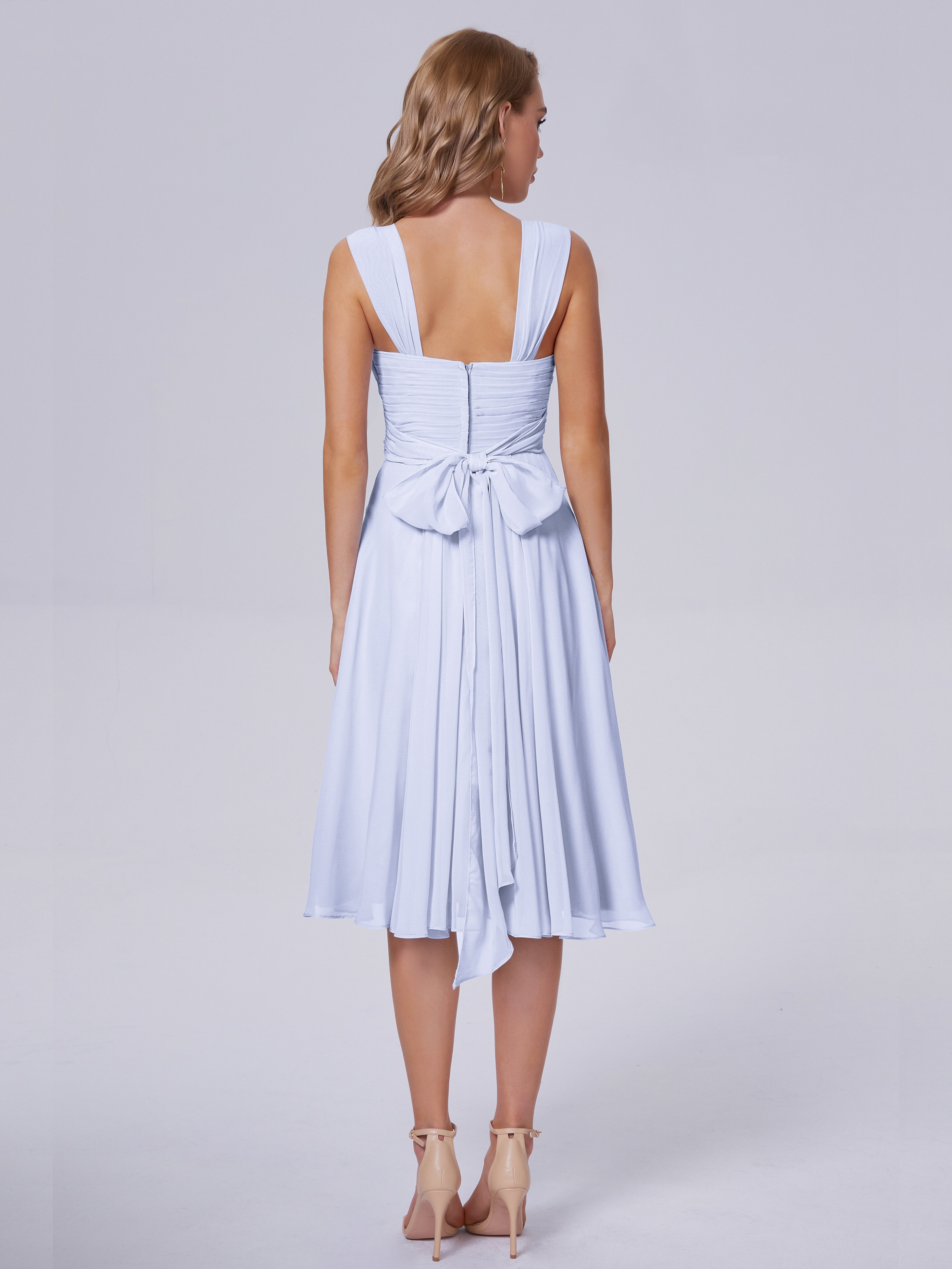 Robe Demoiselle D Honneur Couleur Lavande Abordable Bretelles Courtes Mousseline Robes Demoiselle D'Honneur