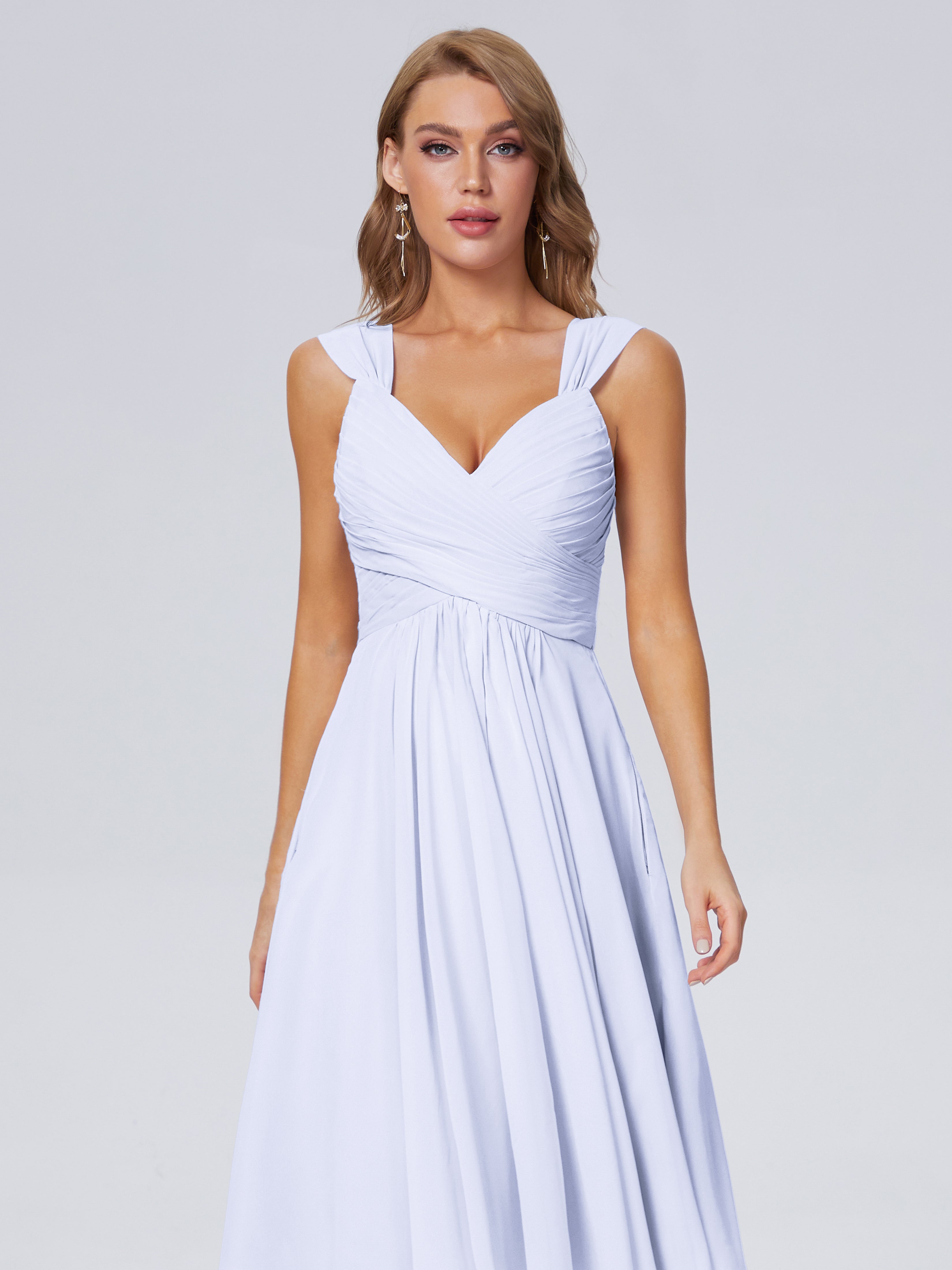 Robe Demoiselle D Honneur Couleur Lavande Abordable Bretelles Courtes Mousseline Robes Demoiselle D'Honneur