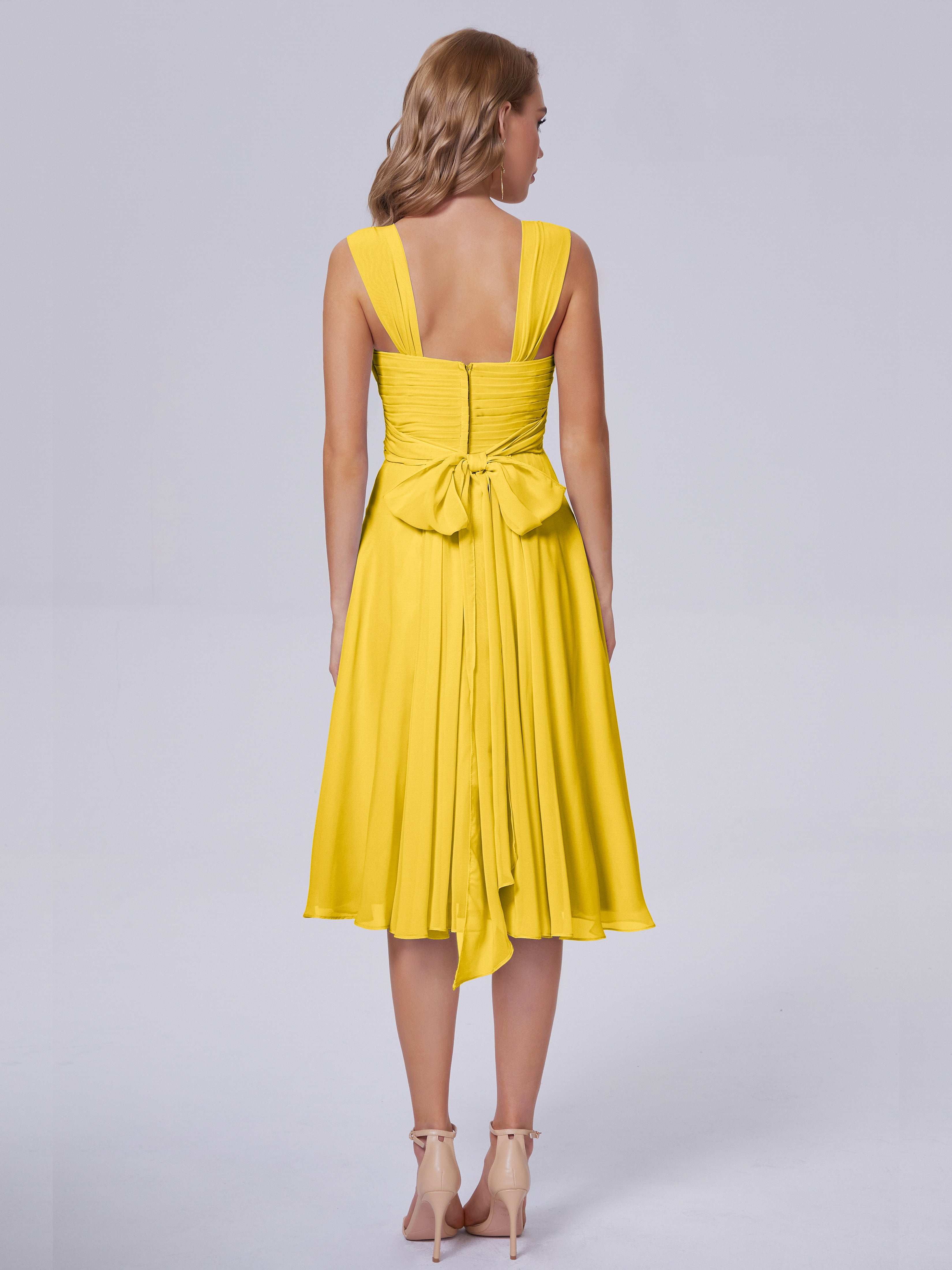 Robe De Demoiselle D'Honneur Souci Abordable Bretelles Courtes Mousseline Robes Demoiselle D'Honneur