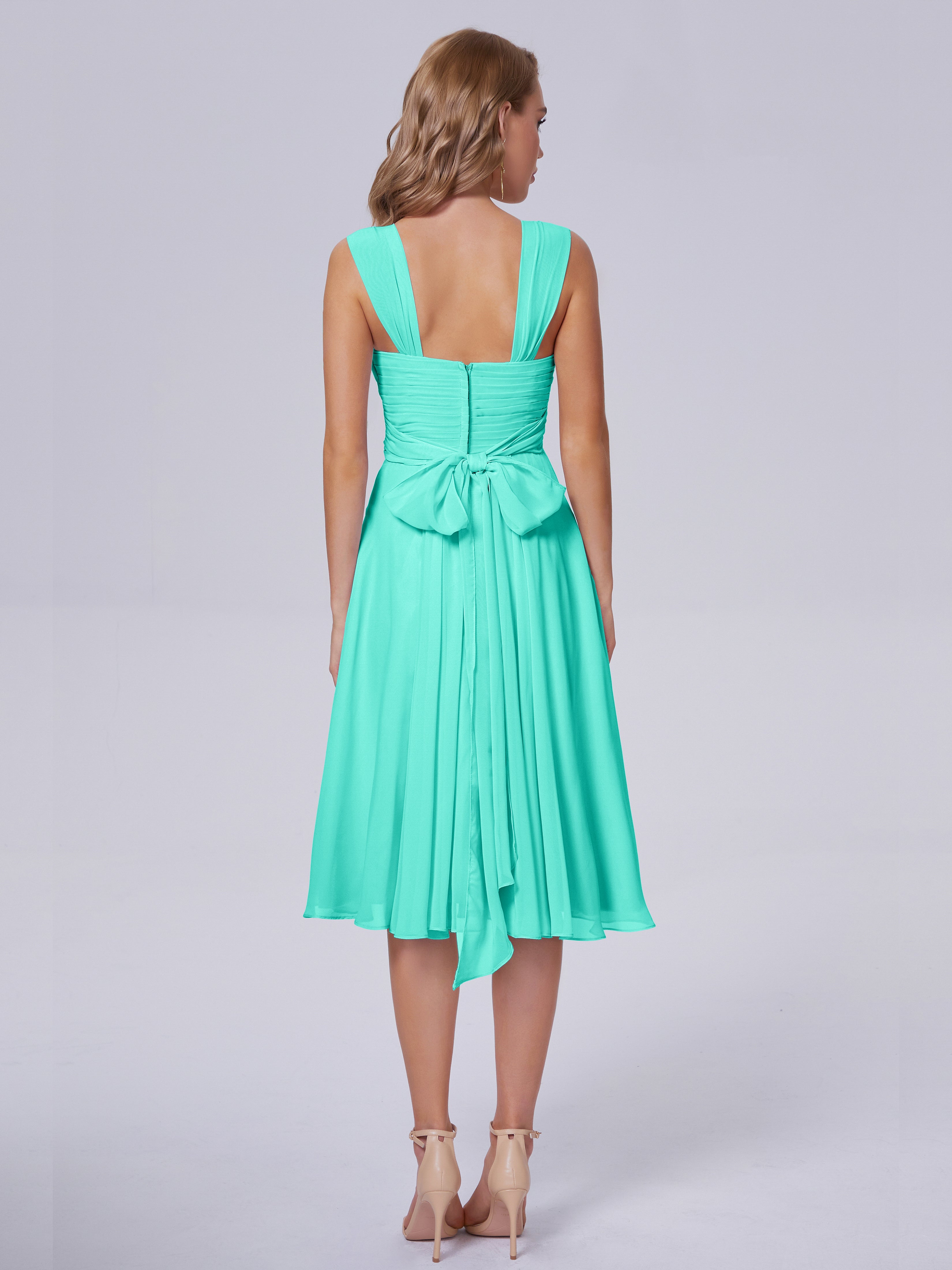 Robes De Demoiselle D'Honneur Spa Abordable Bretelles Courtes Mousseline Robes Demoiselle D'Honneur