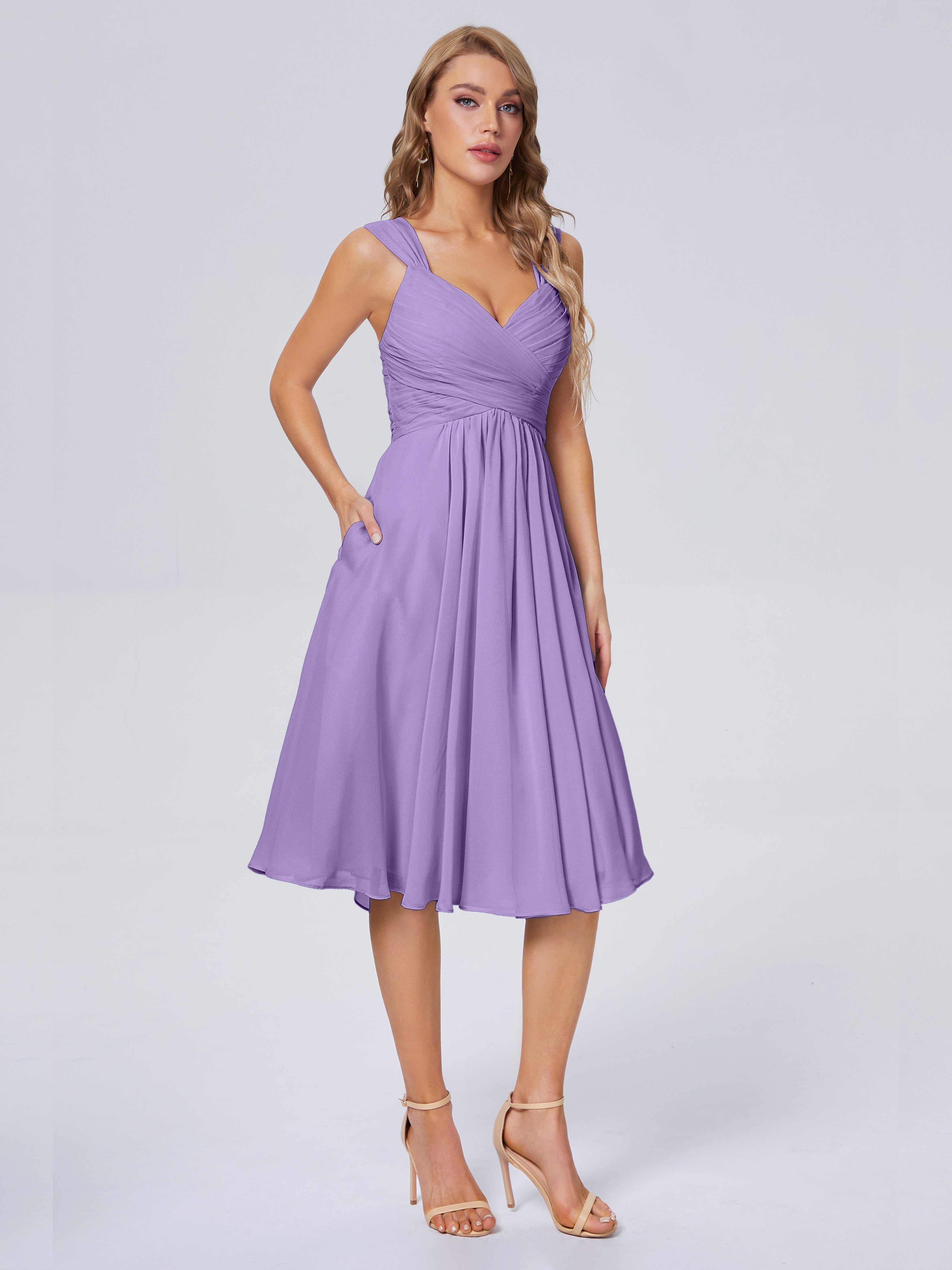 Robes De Demoiselle D'Honneur Tahiti Abordable Bretelles Courtes Mousseline Robes Demoiselle D'Honneur