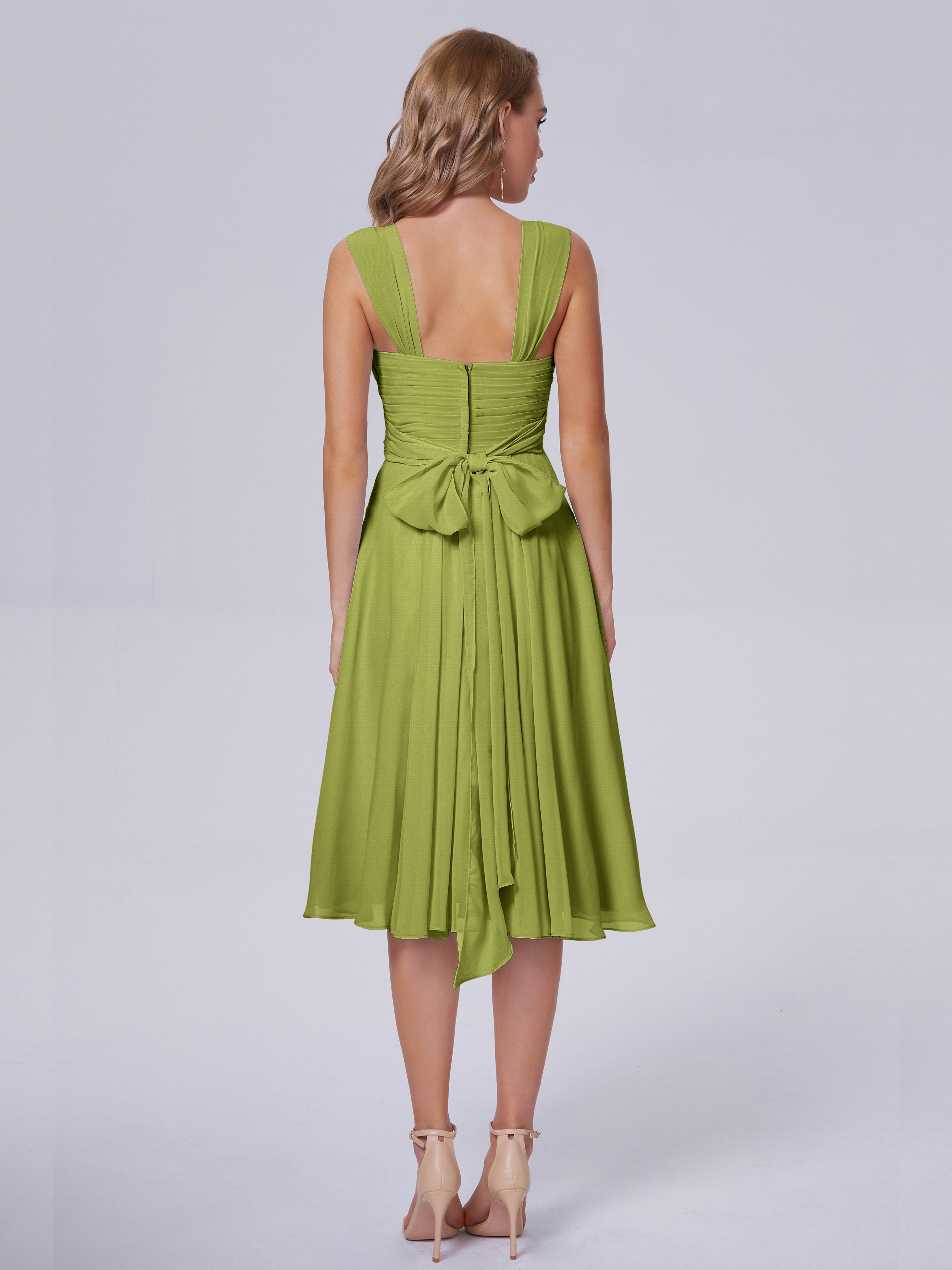 Robes De Demoiselle D'Honneur Trèfle Abordable Bretelles Courtes Mousseline Robes Demoiselle D'Honneur