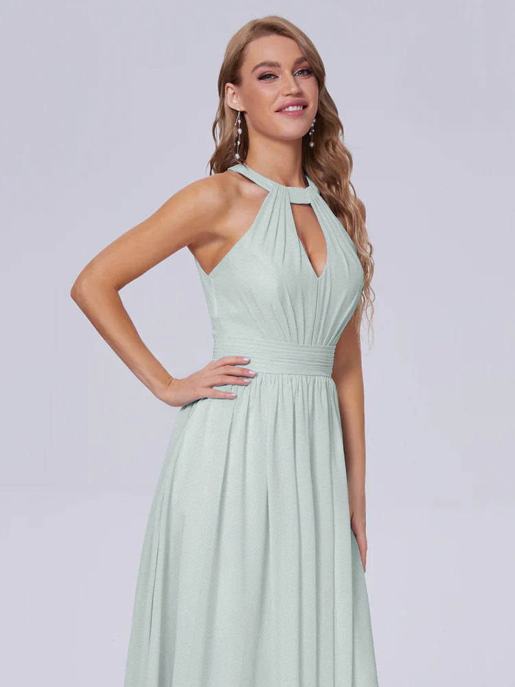 Robe Demoiselle D Honneur Celadon Balayage Traîne Mousseline Robes Demoiselle D'Honneur