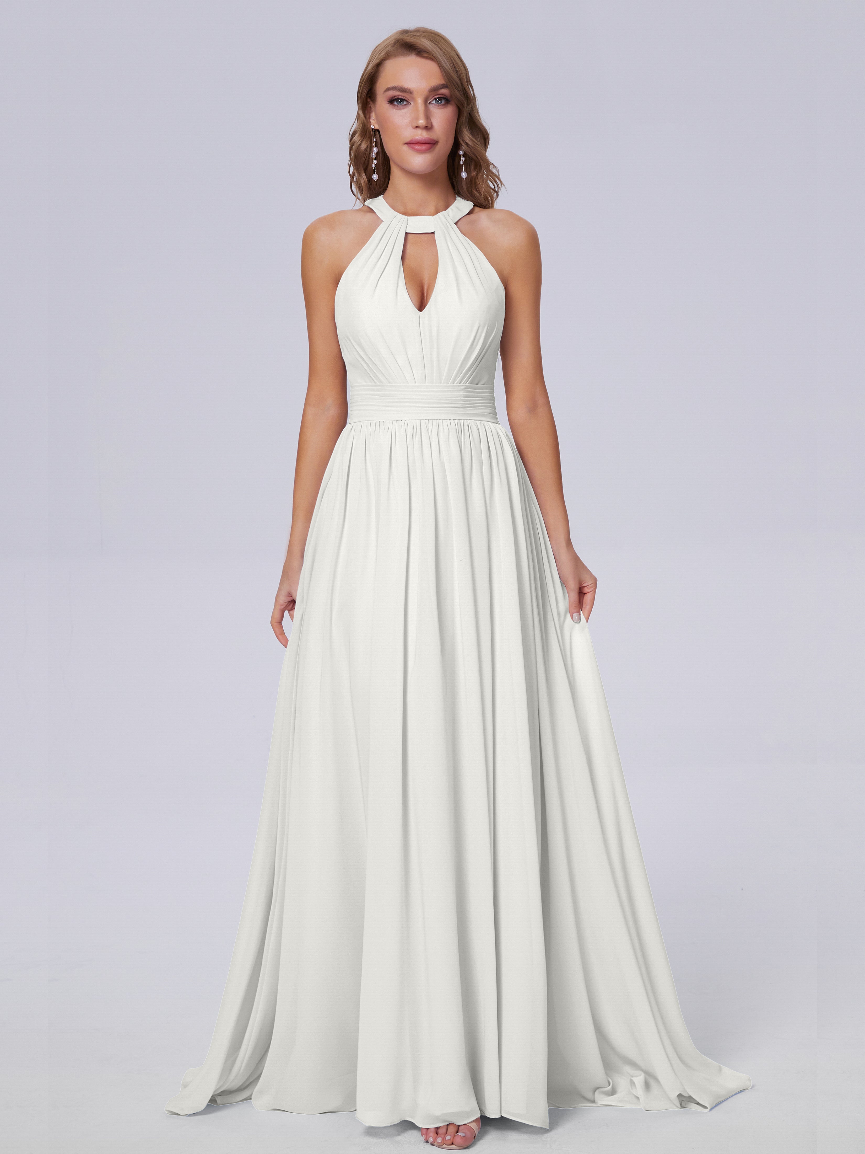 Robe Demoiselle D Honneur Ivoire Balayage Traîne Mousseline Robes Demoiselle D'Honneur