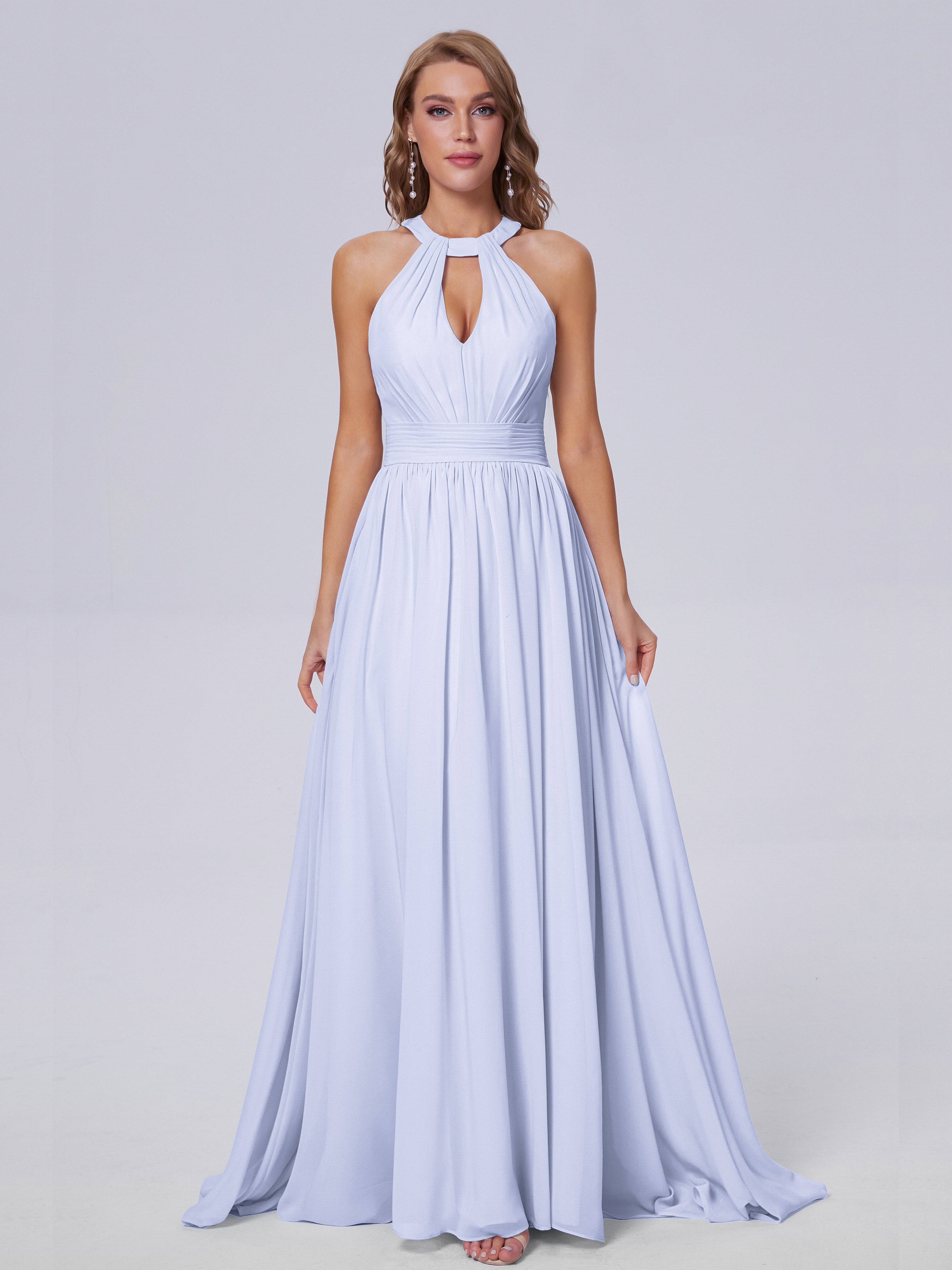 Robes De Demoiselle D'Honneur Lavande Balayage Traîne Mousseline Robes Demoiselle D'Honneur