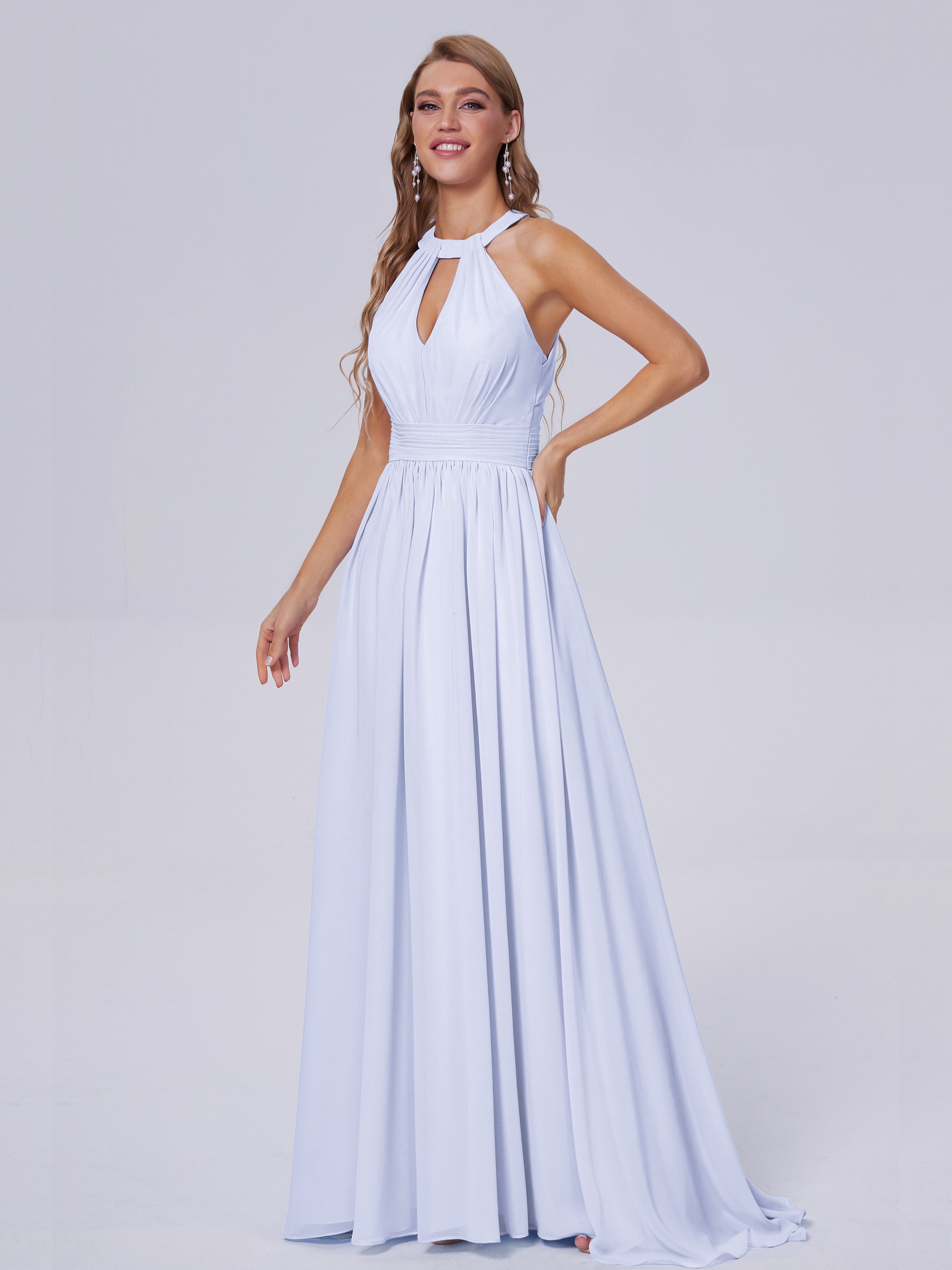Robes De Demoiselle D'Honneur Lavande Balayage Traîne Mousseline Robes Demoiselle D'Honneur