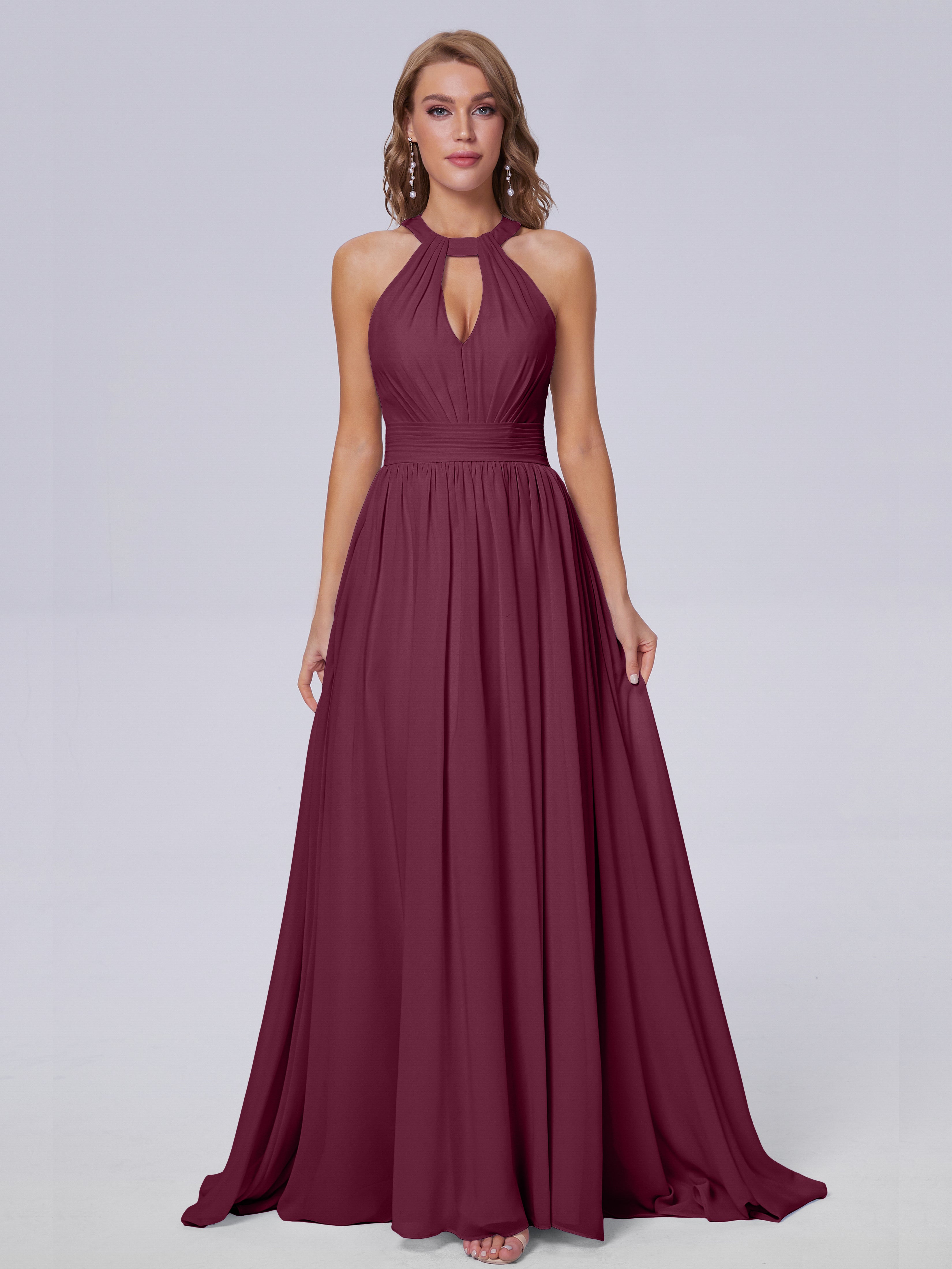 Robes De Demoiselle D'Honneur Mure Balayage Traîne Mousseline Robes Demoiselle D'Honneur