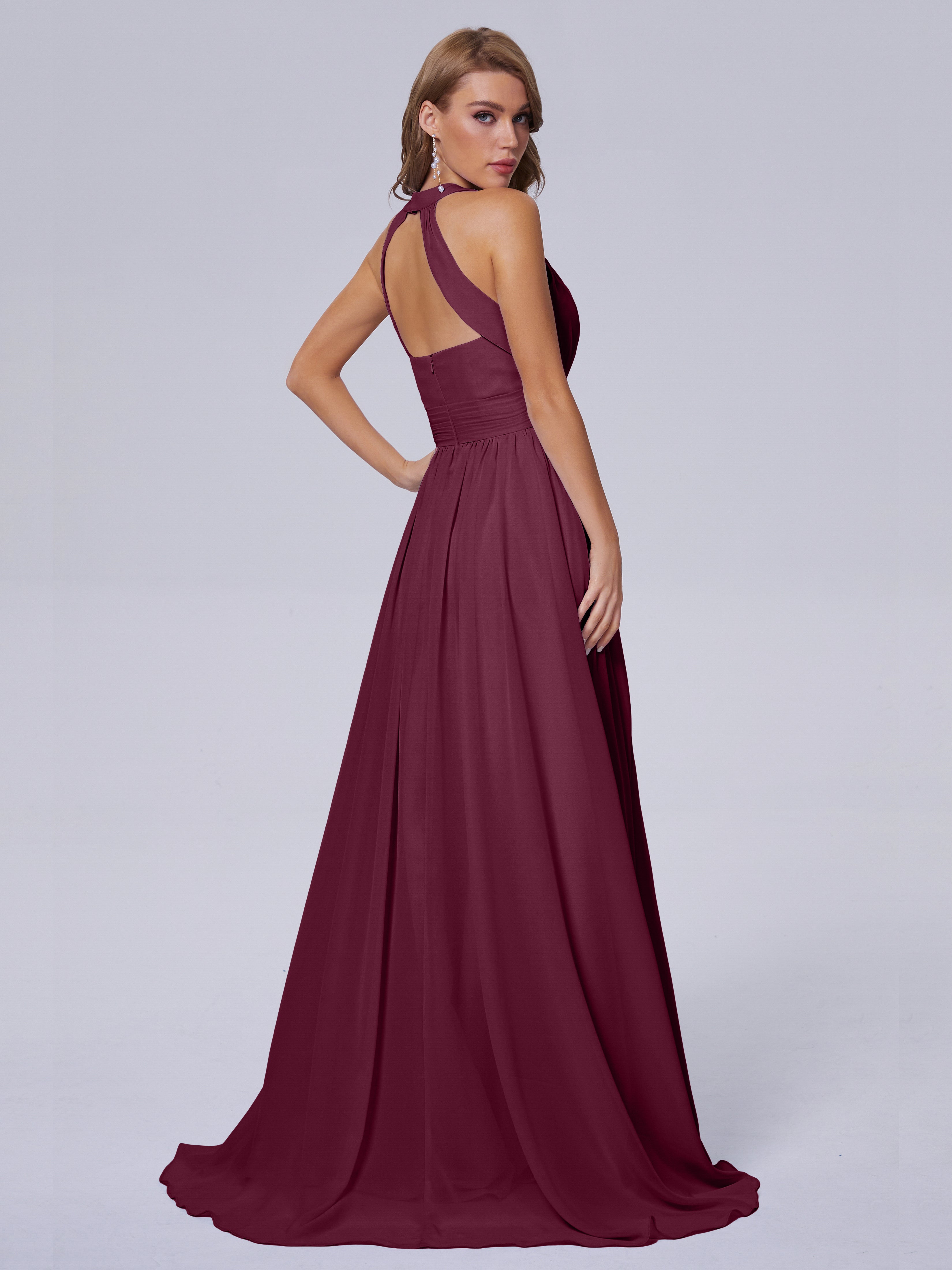 Robes De Demoiselle D'Honneur Mure Balayage Traîne Mousseline Robes Demoiselle D'Honneur