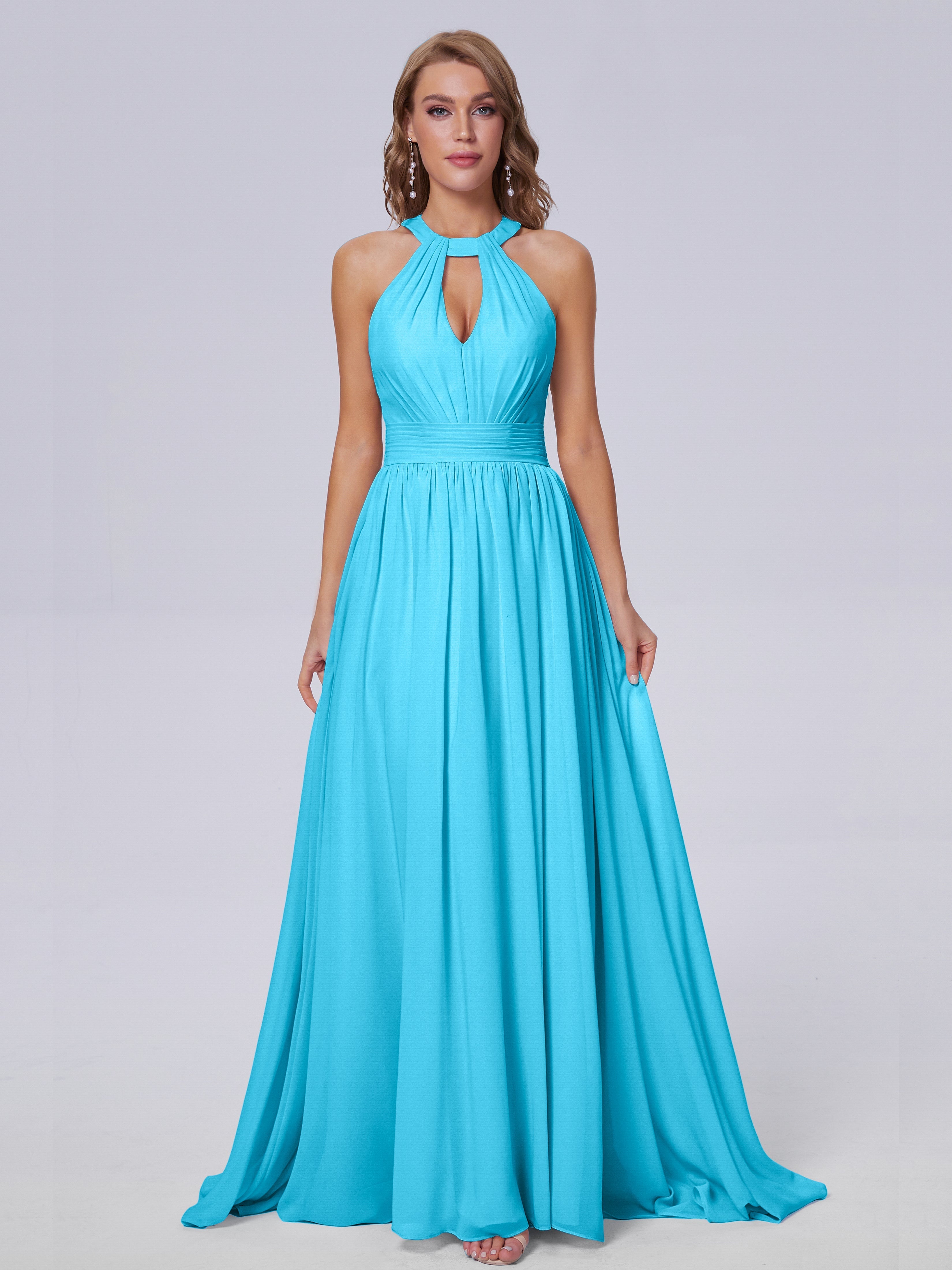 Robe De Demoiselle D'Honneur En Piscine Balayage Traîne Mousseline Robes Demoiselle D'Honneur